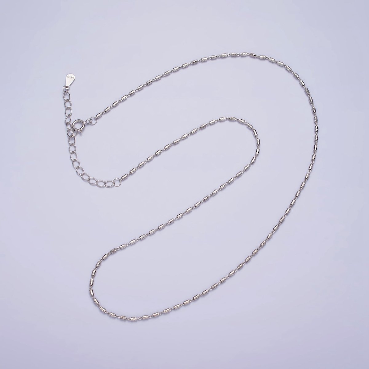 S925 Sterling Silver 1.3mm Dainty Tube 15.5 Inch Chain Necklace | WA-1970 Clearance Pricing - DLUXCA