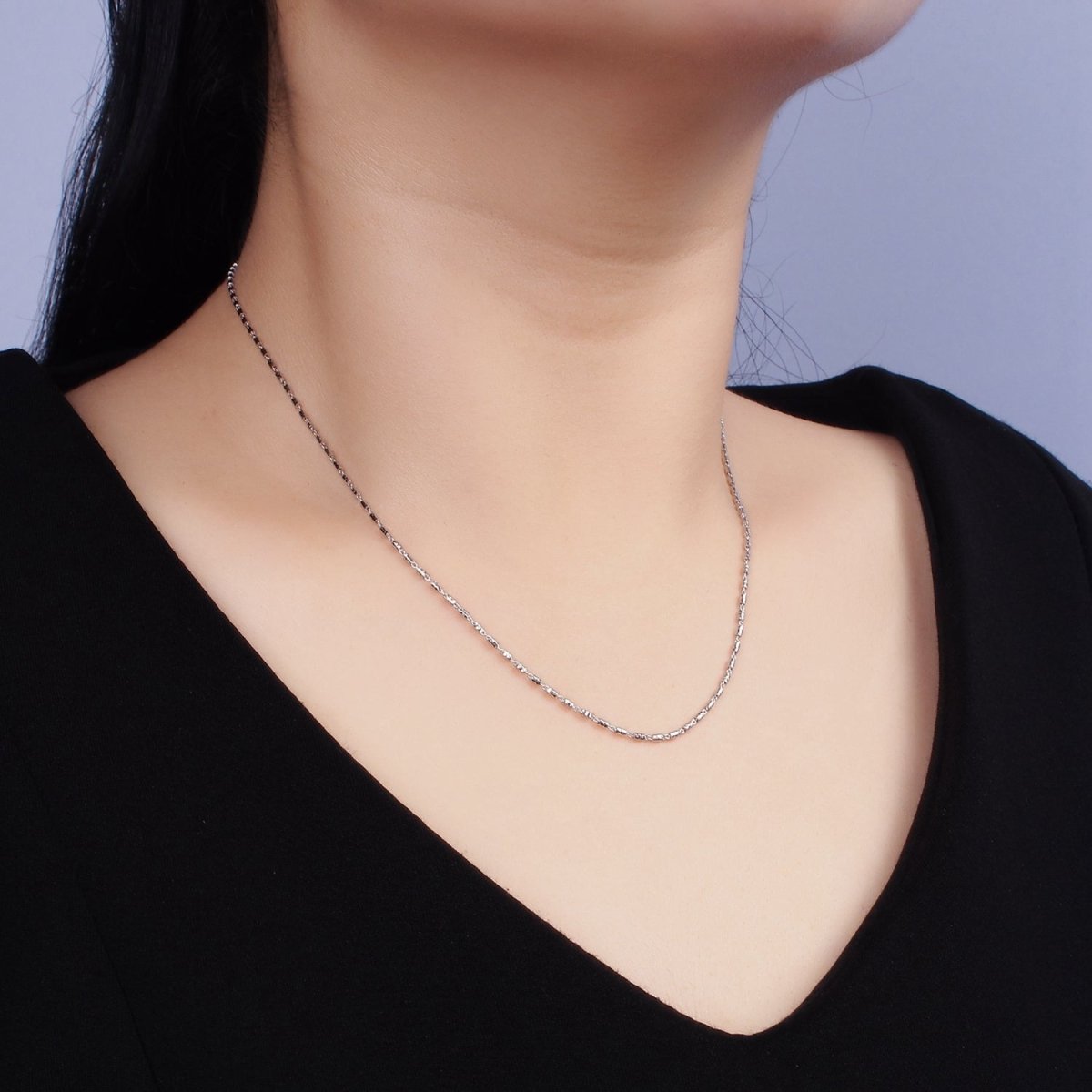 S925 Sterling Silver 1.3mm Dainty Tube 15.5 Inch Chain Necklace | WA-1970 Clearance Pricing - DLUXCA