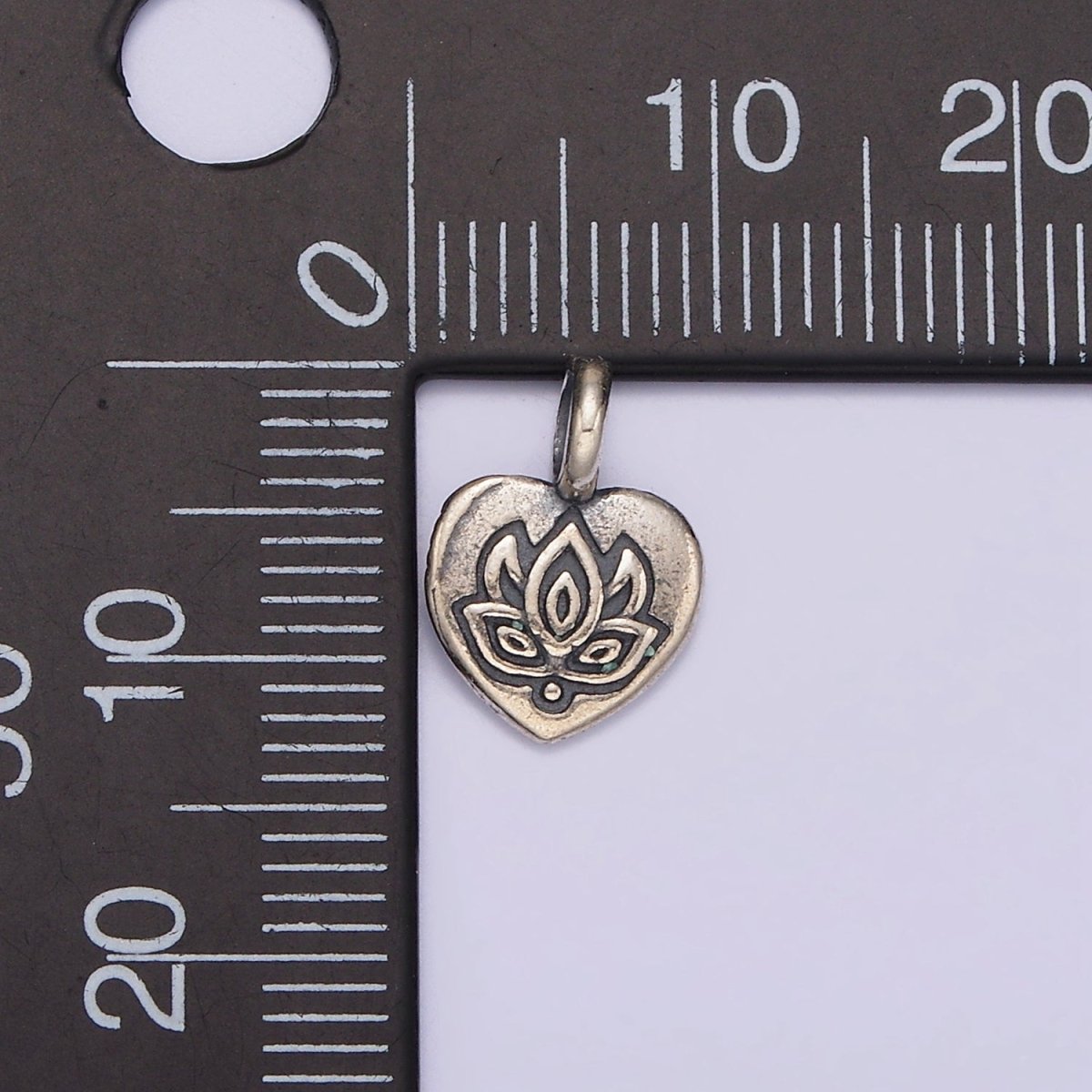 S925 Sterling Silver 13mm Flower Nature Mask Engraved Heart Charm | SL-357 - DLUXCA