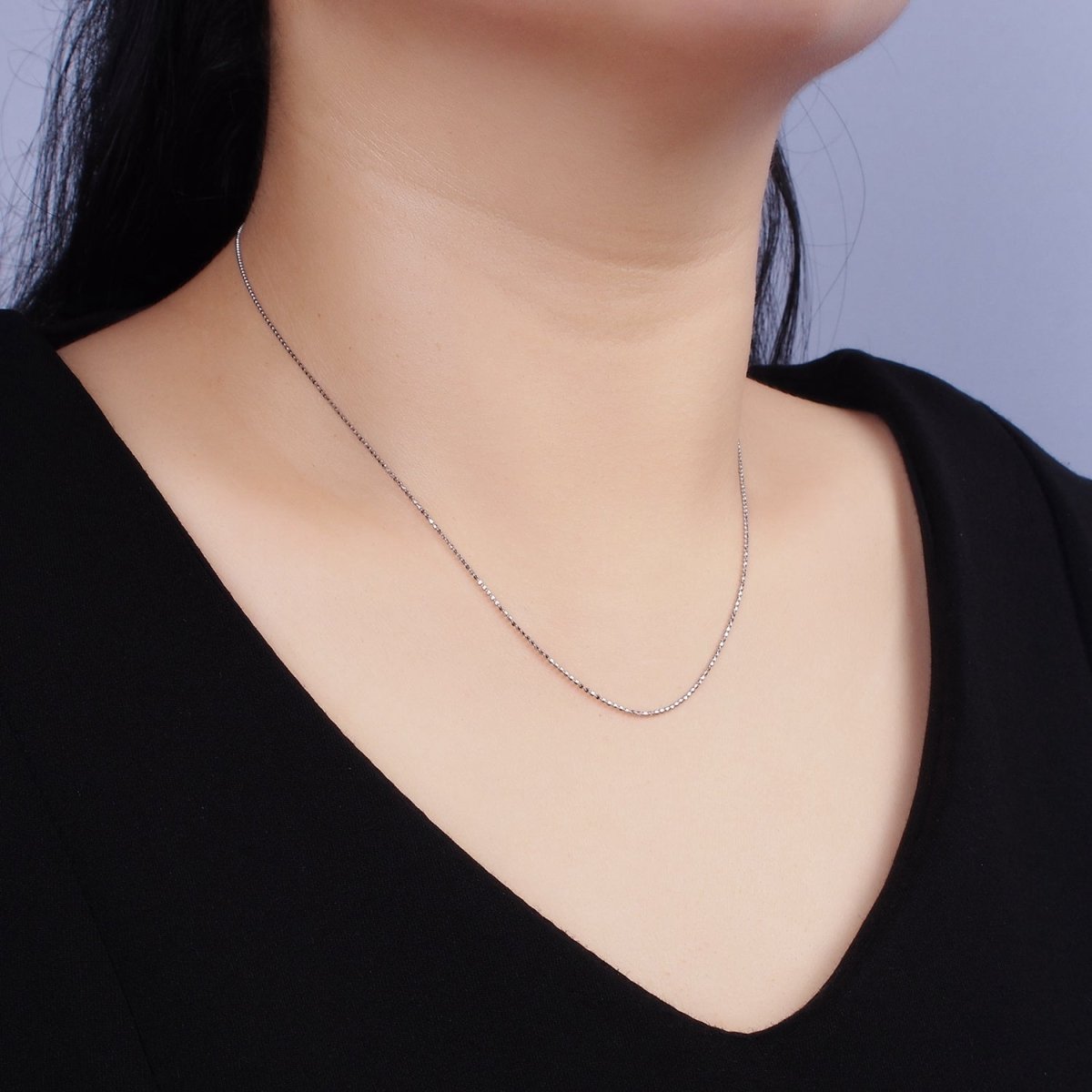 S925 Sterling Silver 1.5mm Dainty Bead 15.35 Inch Chain Choker Necklace | WA-1945 Clearance Pricing - DLUXCA
