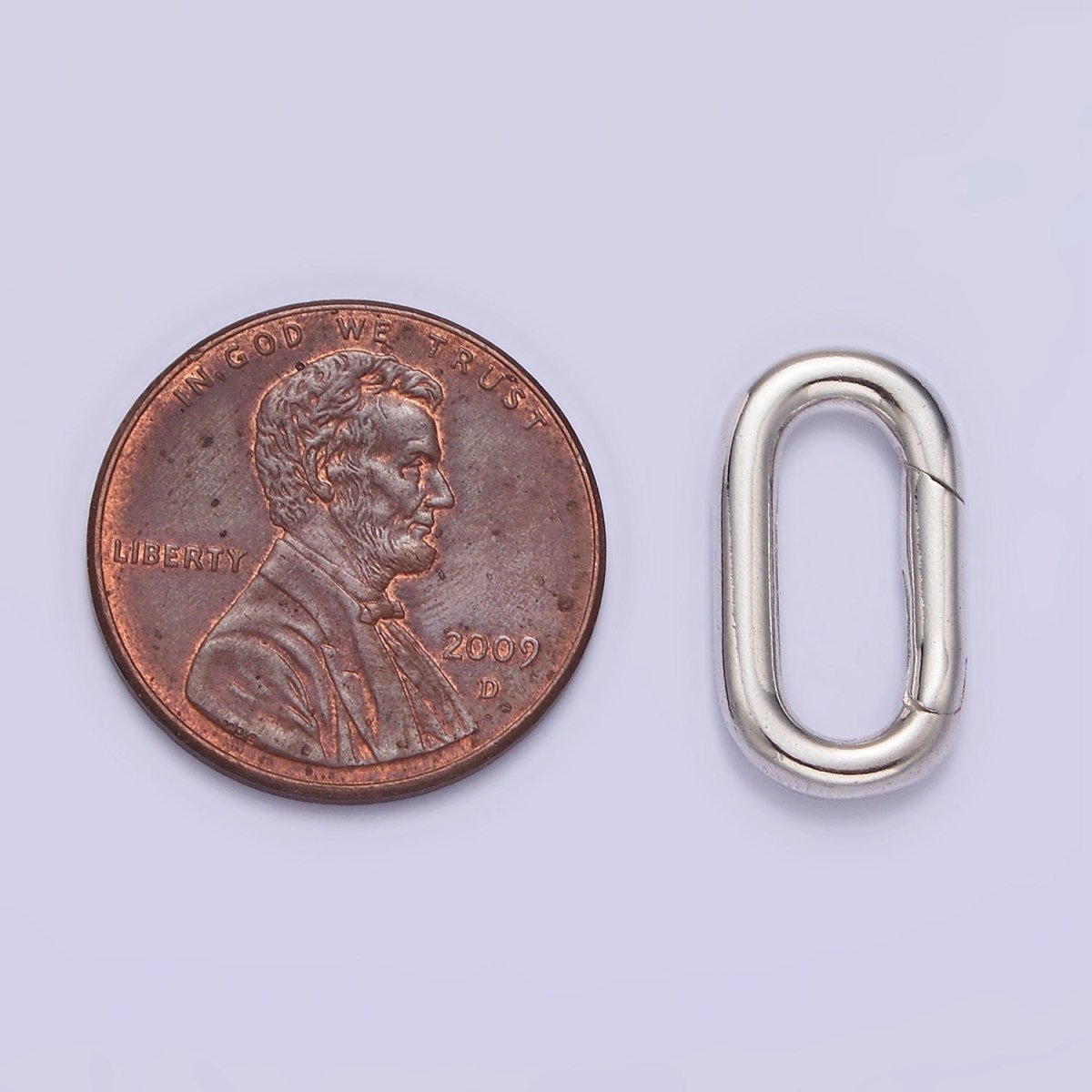 S925 Sterling Silver 17.3mm Oblong Push Spring Gate Jewelry Supply | SL-372 - DLUXCA