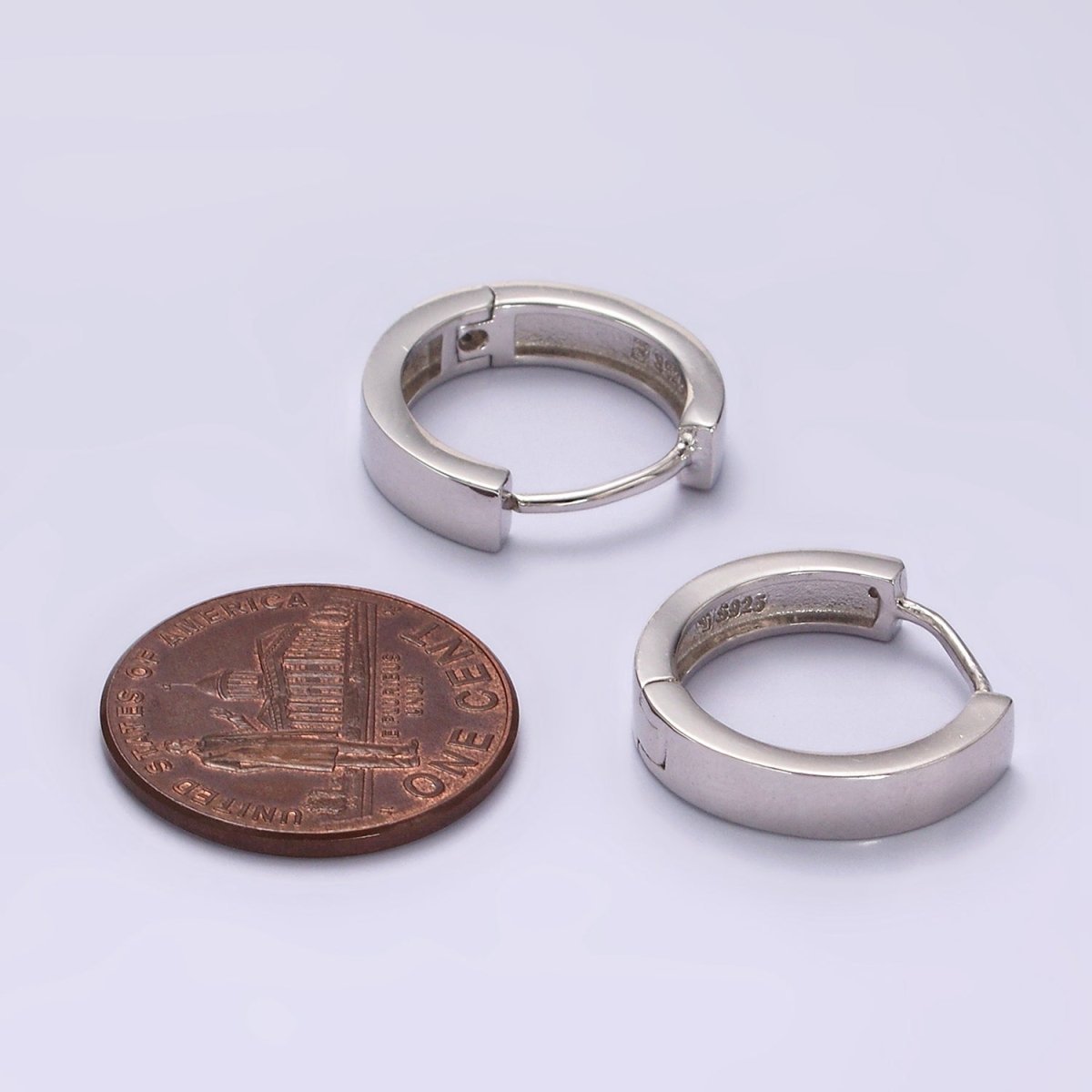 S925 Sterling Silver 17mm Minimalist Huggie Earrings | SL-411 - DLUXCA