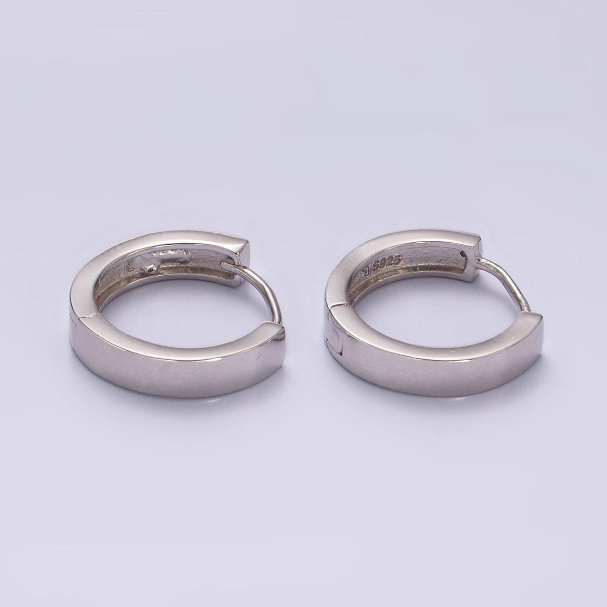 S925 Sterling Silver 17mm Minimalist Huggie Earrings | SL-411 - DLUXCA