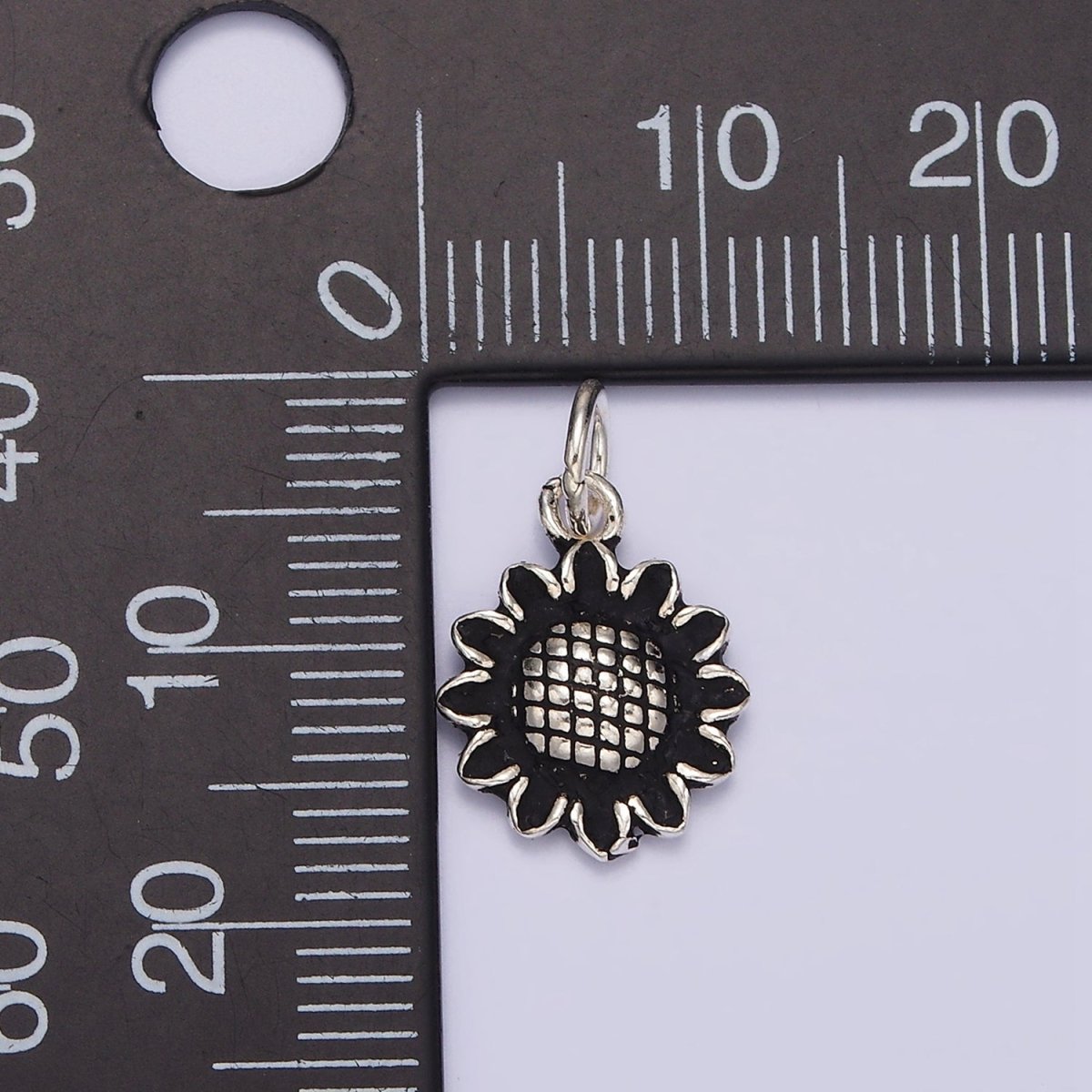 S925 Sterling Silver 18mm Sunflower Nature Black Charm | SL-364 - DLUXCA
