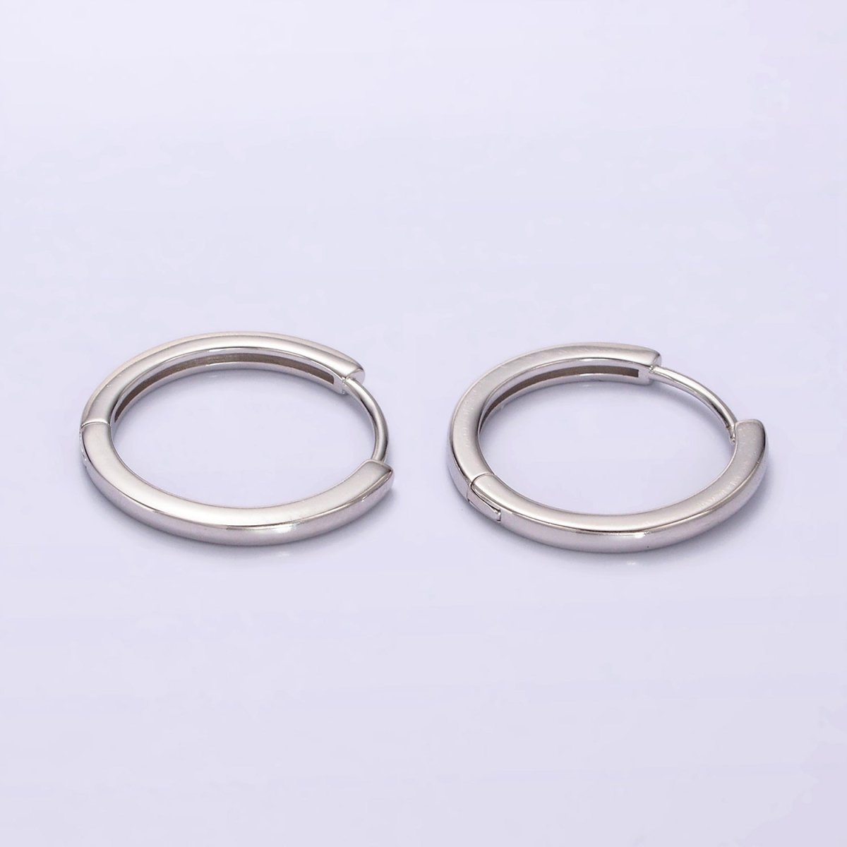 S925 Sterling Silver 23mm Thin Minimalist Huggie Endless Hoop Earrings | SL-413 - DLUXCA