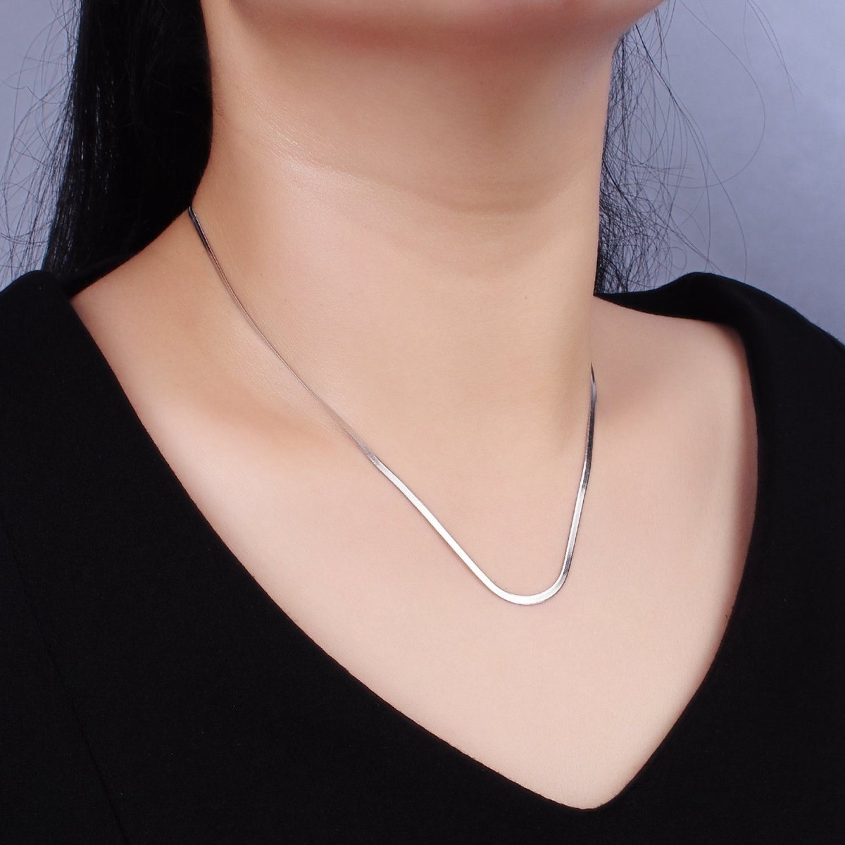 S925 Sterling Silver 2mm Herringbone 16 Inch, 17 Inch Layering Chain Necklace in Gold & Silver | WA-2156 - WA-2159 Clearance Pricing - DLUXCA