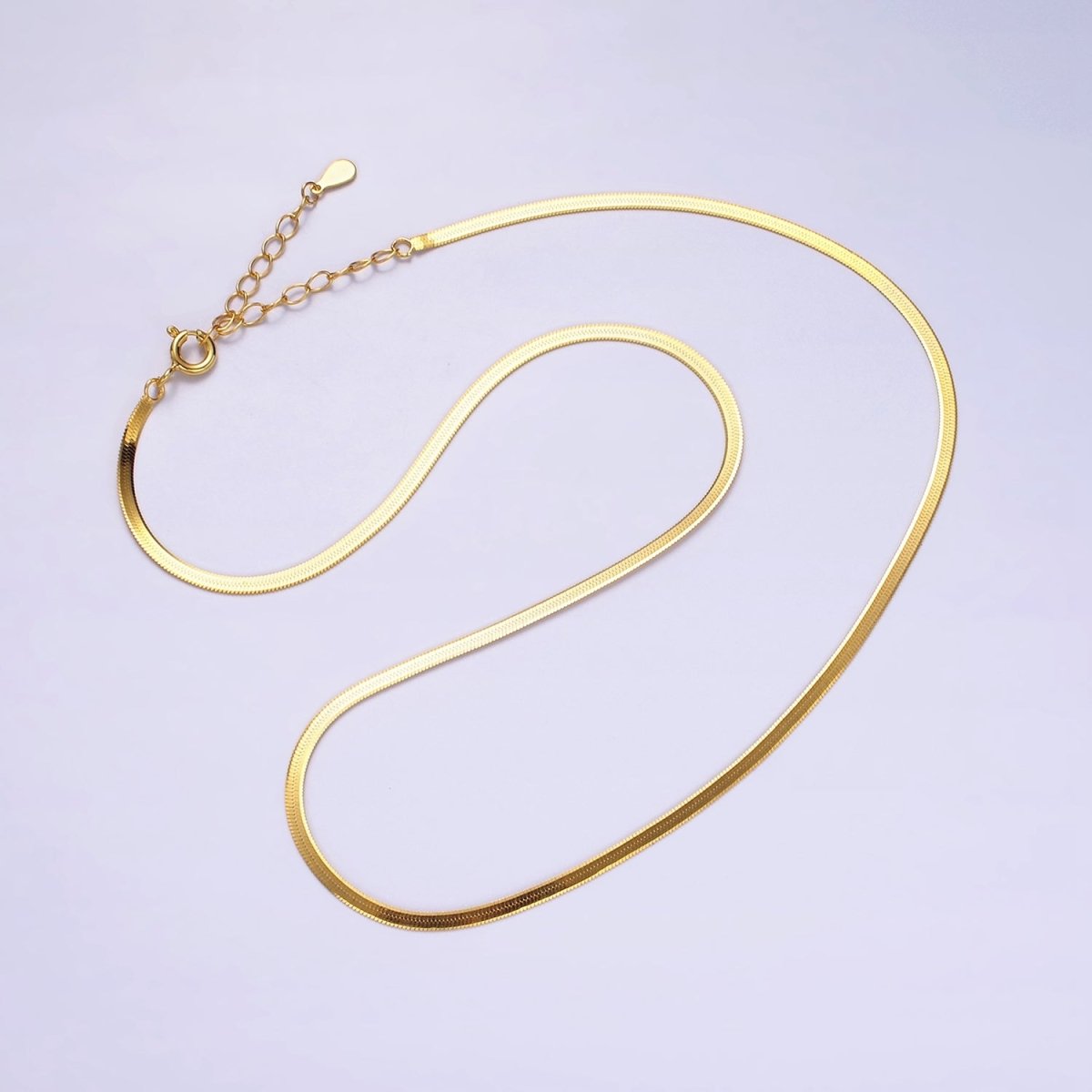 S925 Sterling Silver 2mm Herringbone 16 Inch, 17 Inch Layering Chain Necklace in Gold & Silver | WA-2156 - WA-2159 Clearance Pricing - DLUXCA