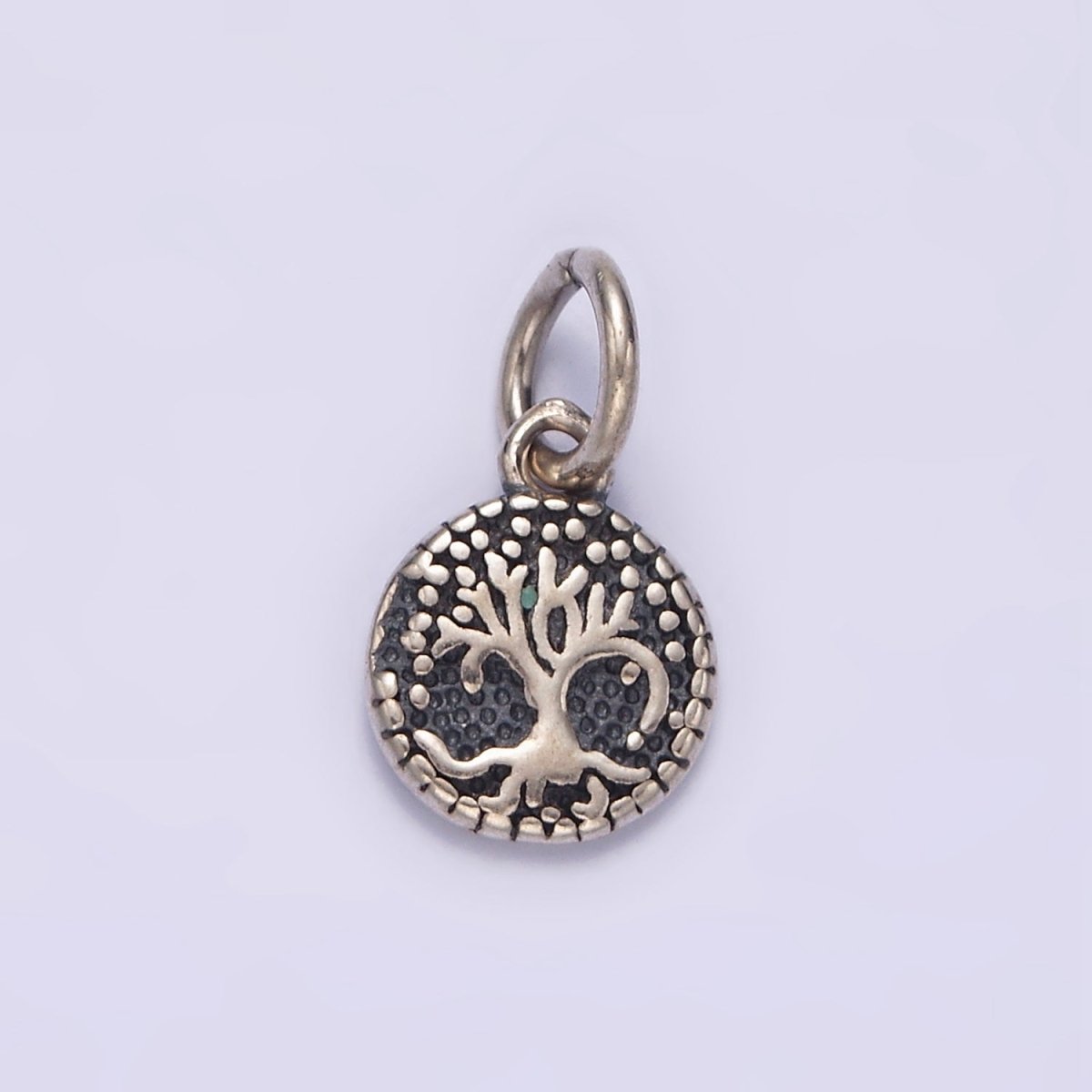S925 Sterling Silver 8mm Nature Tree Leaf Round Add-On Charm | SL-384 - DLUXCA