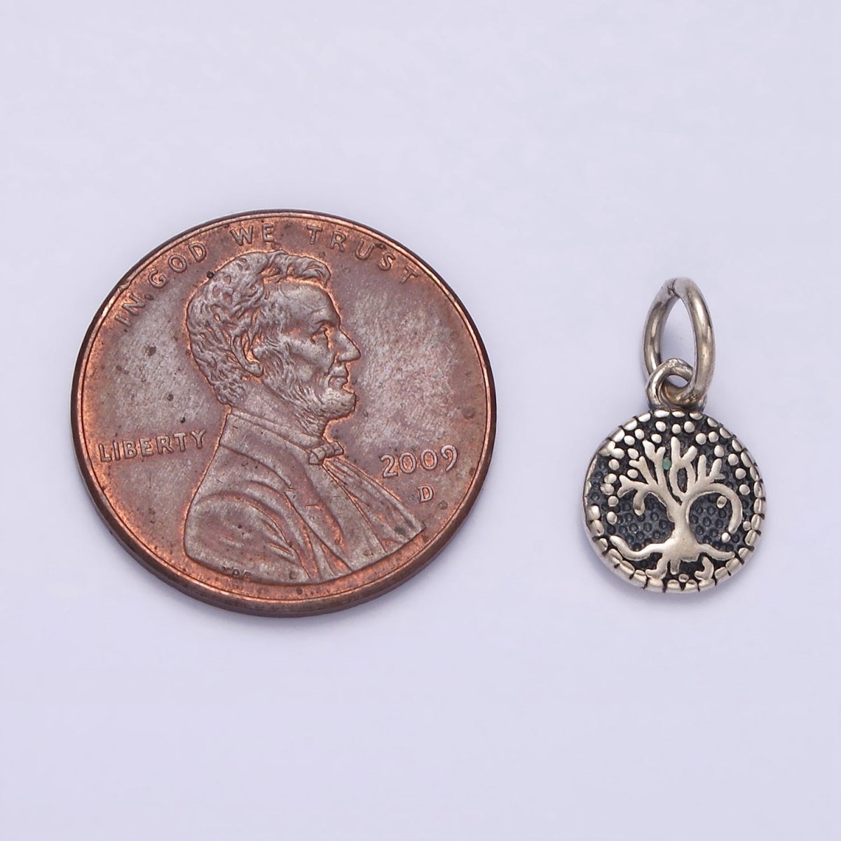 S925 Sterling Silver 8mm Nature Tree Leaf Round Add-On Charm | SL-384 - DLUXCA