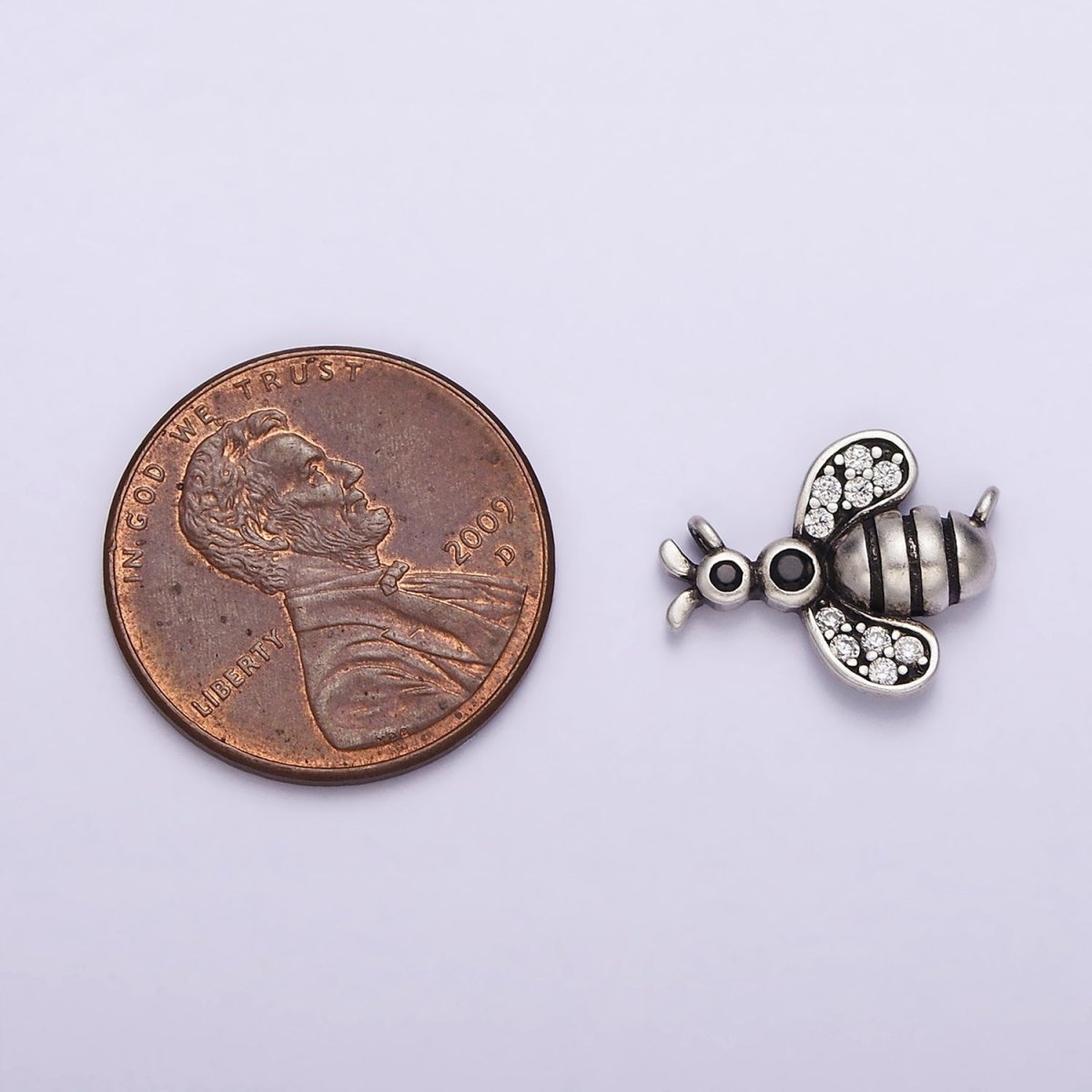 S925 Sterling Silver Bee Insect Clear Micro Paved CZ Wings Connector | SL-305 - DLUXCA