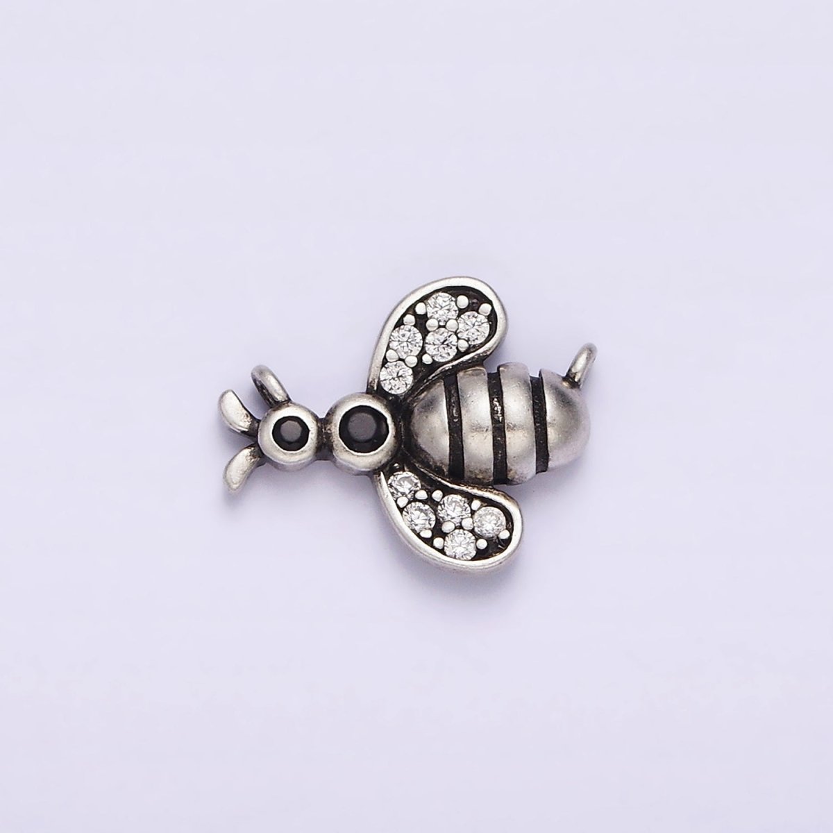 S925 Sterling Silver Bee Insect Clear Micro Paved CZ Wings Connector | SL-305 - DLUXCA