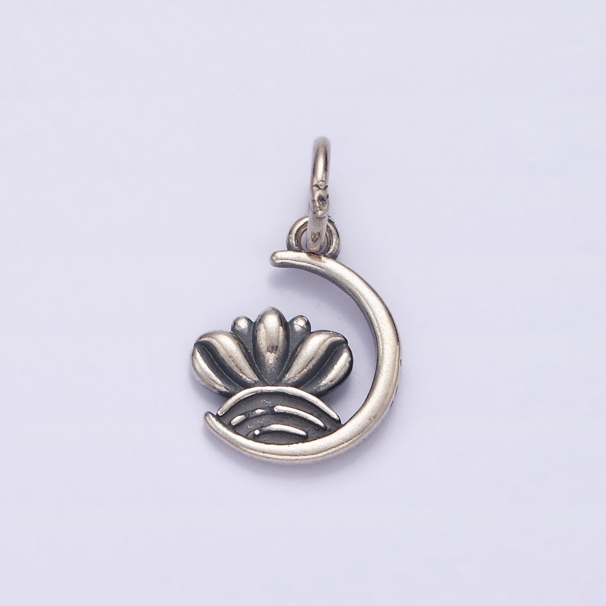 S925 Sterling Silver Celestial Crescent Moon Curved Line Charm | SL-383 - DLUXCA