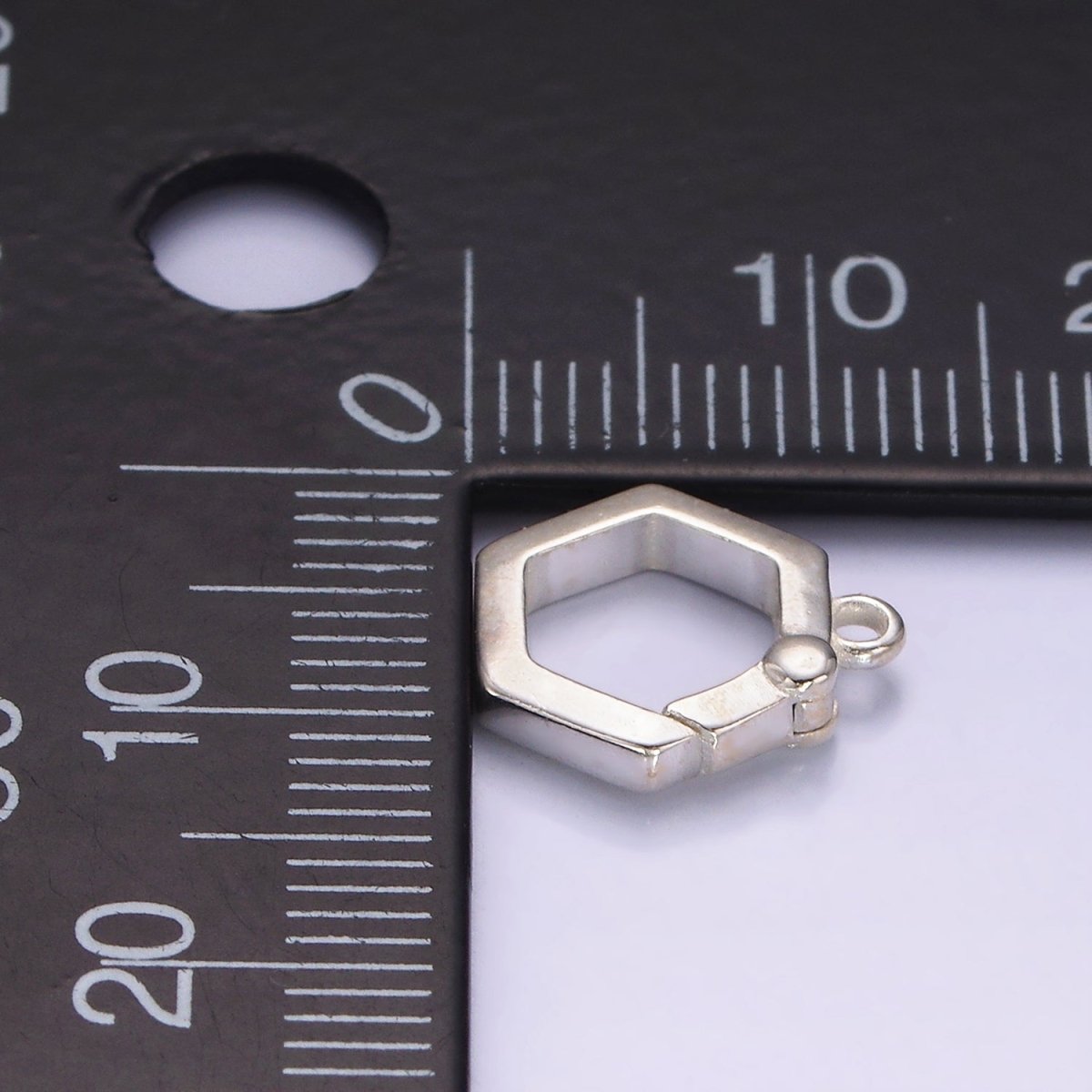 s925 Sterling Silver Charm Holder Push Gate Hexagon Clasp Spring gate Clasp 12.4x11.2mm SL-472 - DLUXCA