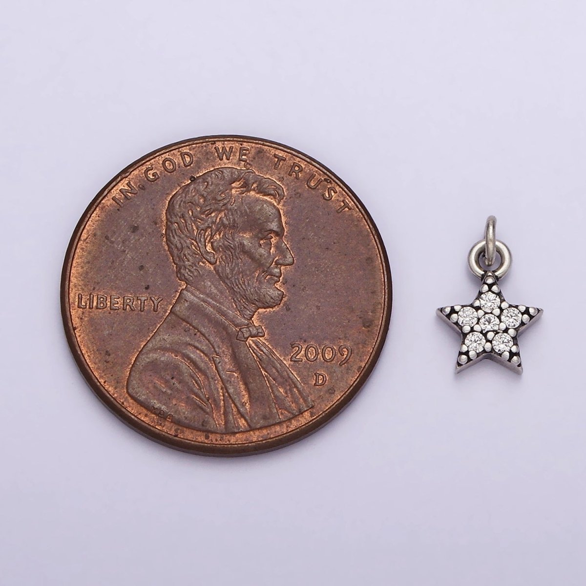 S925 Sterling Silver Clear Micro Paved CZ Celestial Star Charm | SL-322 - DLUXCA