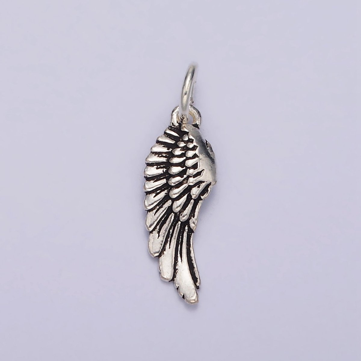 S925 Sterling Silver Curved 3Feather Wings 22.5mm Charm | SL-362 - DLUXCA