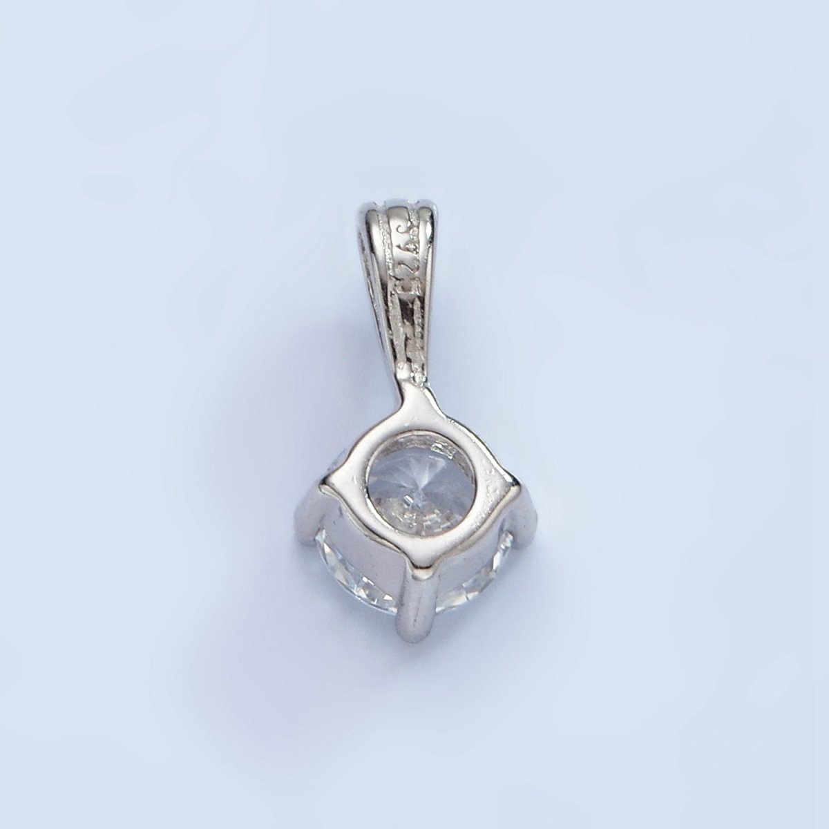 S925 Sterling Silver CZ Clear Round Solitaire Minimalist Pendant | SL-449 - DLUXCA