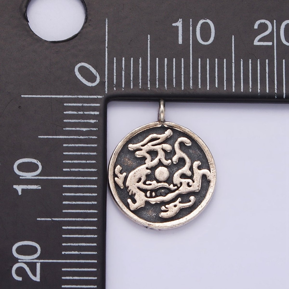 S925 Sterling Silver Dragon Abstract 15.5mm Round Pendant | SL-381 - DLUXCA