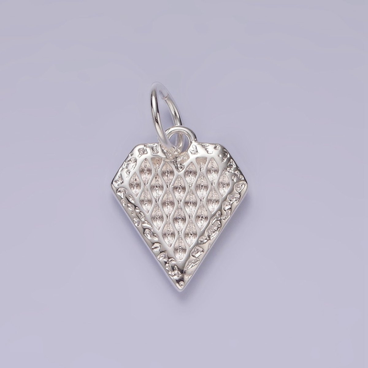 S925 Sterling Silver Edged Artisan Textured Heart Charm | SL-435 - DLUXCA