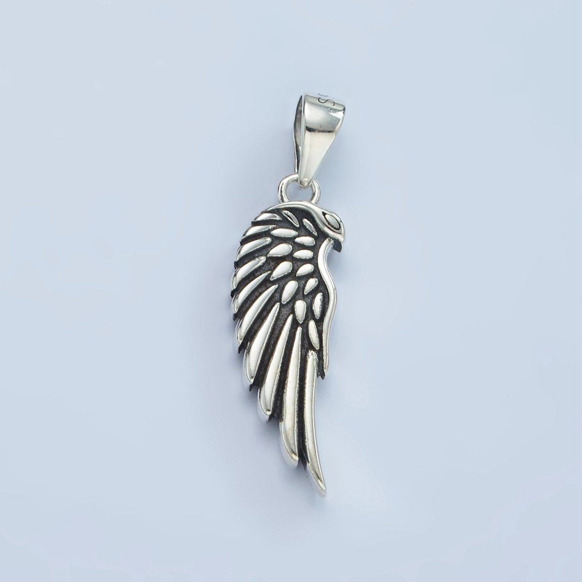 S925 Sterling Silver Feather Wings Oxidized Minimalist Pendant | SL-459 - DLUXCA