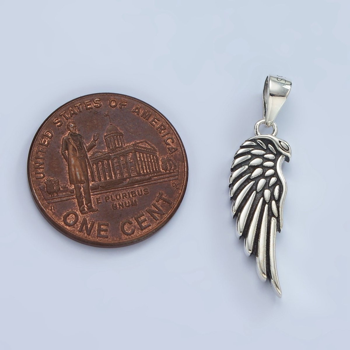 S925 Sterling Silver Feather Wings Oxidized Minimalist Pendant | SL-459 - DLUXCA