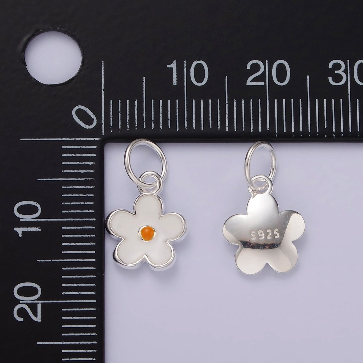 S925 Sterling Silver Flower Daisy Enamel Charm | SL-426 - DLUXCA