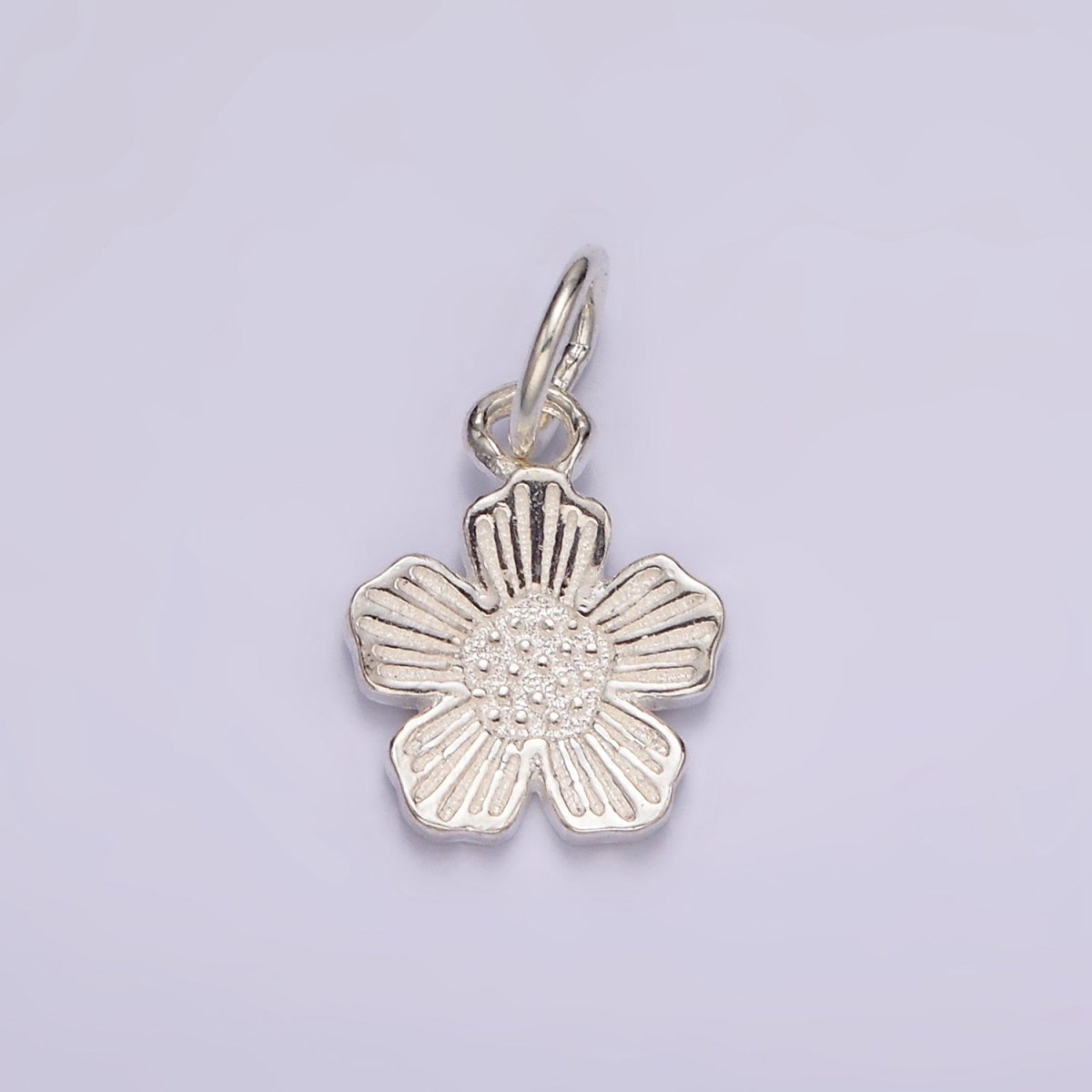 S925 Sterling Silver Flower Lined Petal Nature Add-On Charm | SL-415 - DLUXCA