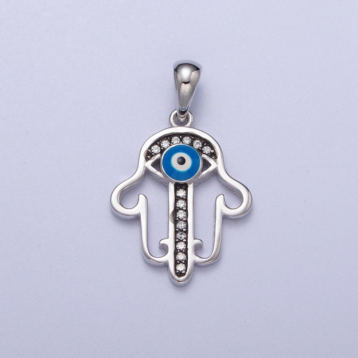 S925 Sterling Silver Hamsa Pendant Hand of Fatima Charm Evil Eye Amulet Religious Protection Pendant Dainty Silver Ancient Symbol SL-407 - DLUXCA