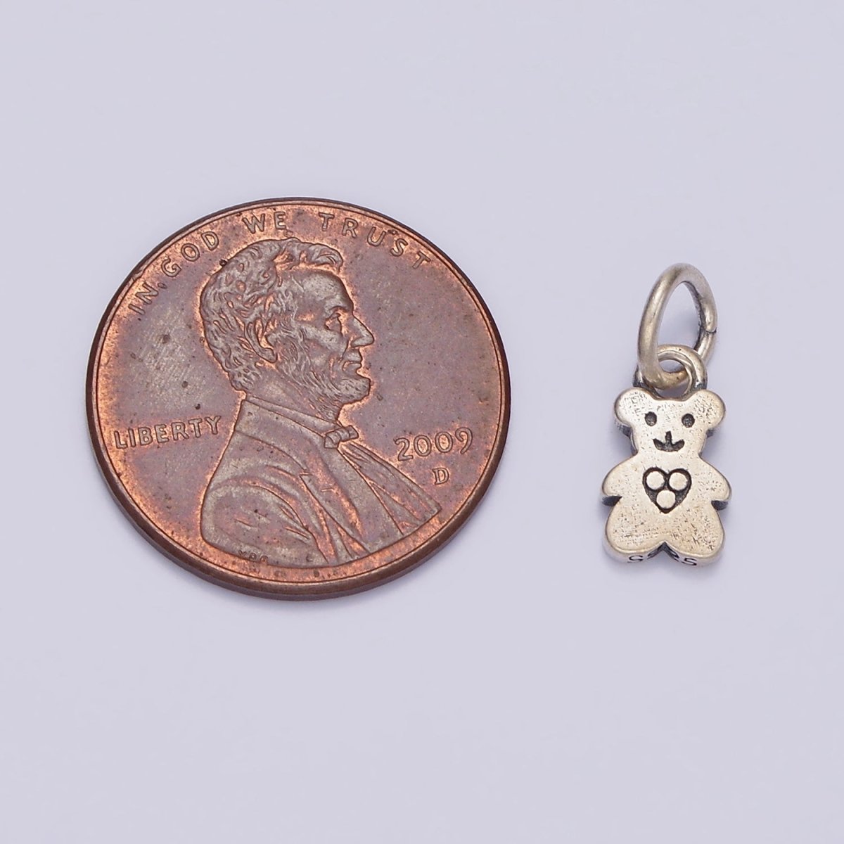 S925 Sterling Silver Heart Triple Dot Engraved Teddy Bear Animal Charm | SL-360 - DLUXCA