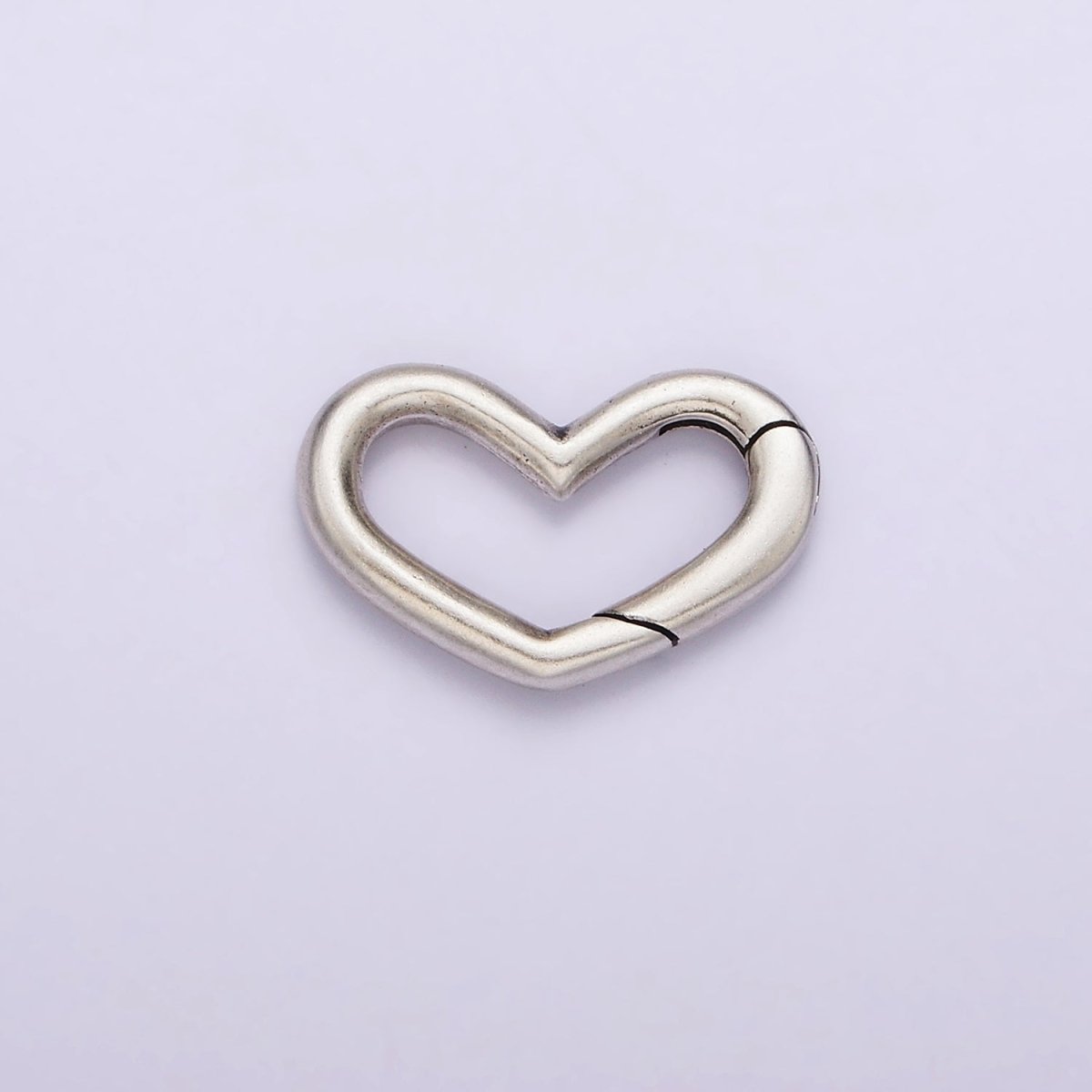 S925 Sterling Silver Hinged Heart Push Gate Ring Clasp Charm Pendants Interchangeable Connectors SL-307 - DLUXCA