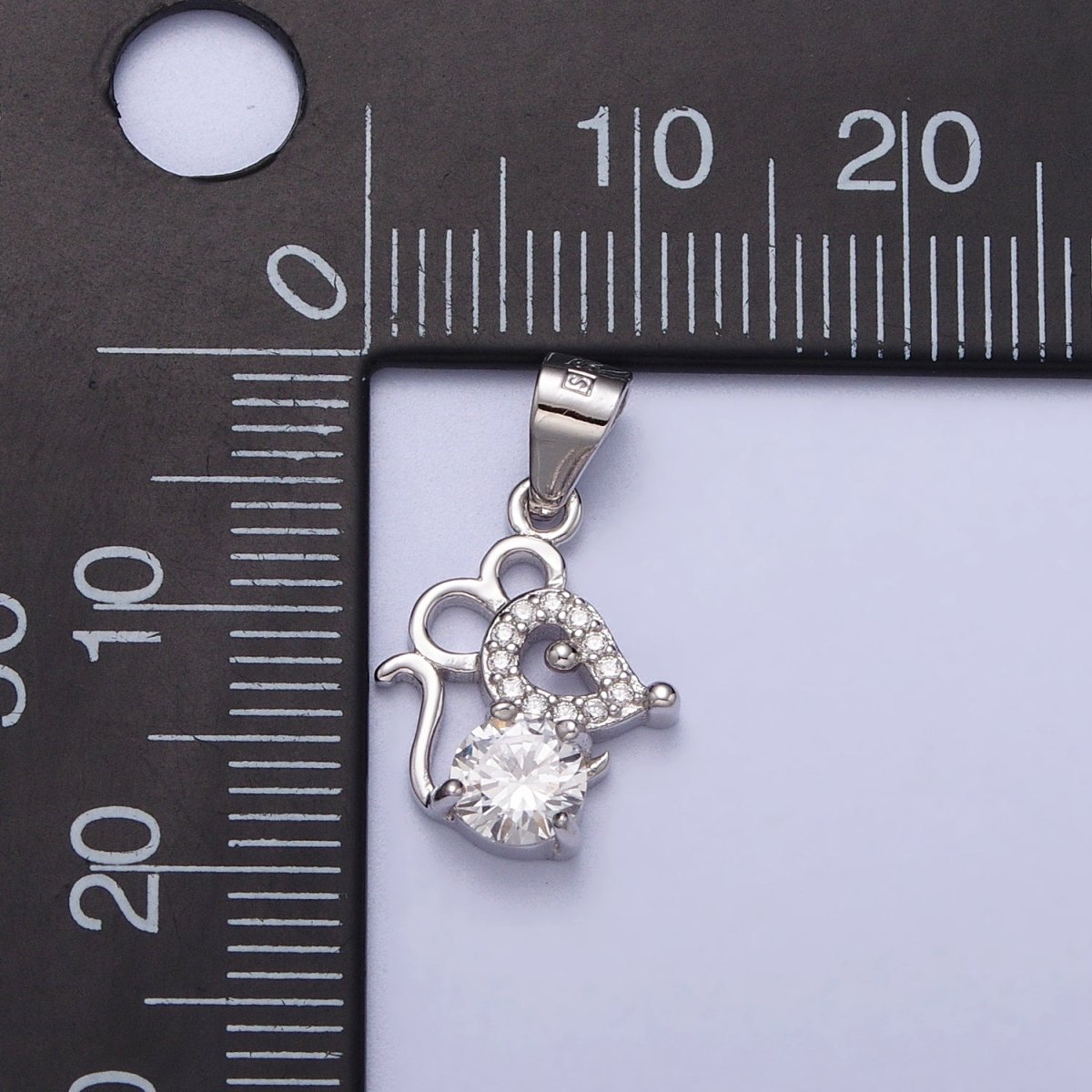 S925 Sterling Silver Mouse Charm, Animals Jewelry, Mouse Charm, Mouse Necklace Bracelet Earring Charm Cubic Mouse Pendant SL-392 - DLUXCA