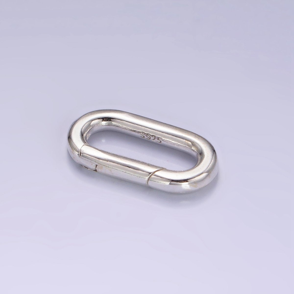 S925 Sterling Silver Oval Clasp Spring Gate Push Clip Clasp for Charm Holder SL-474 - DLUXCA