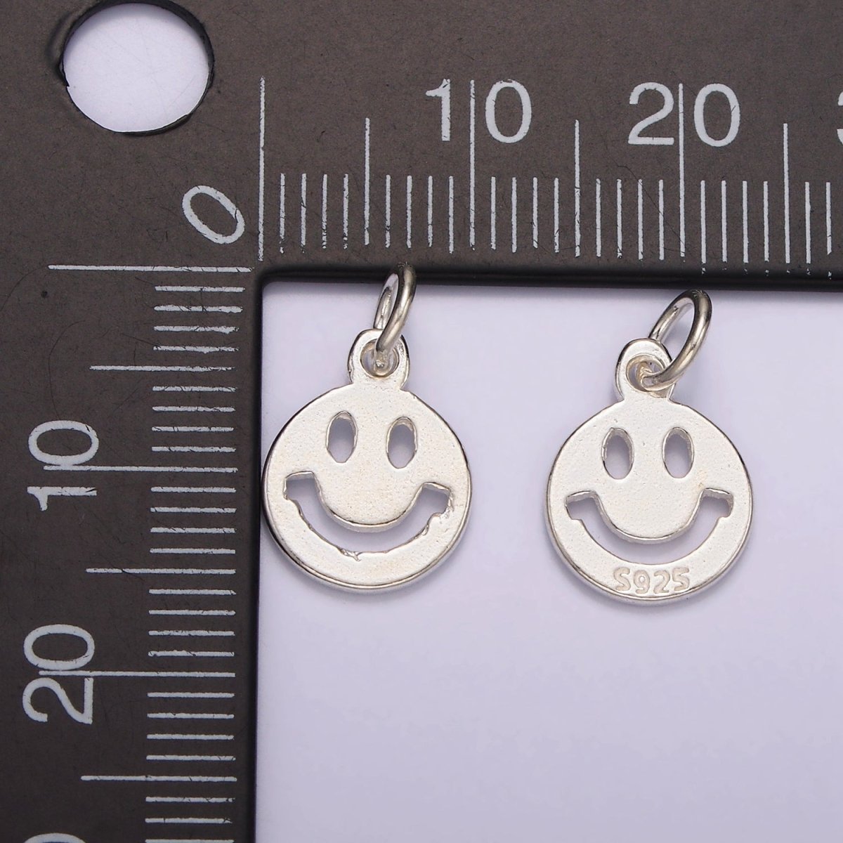 S925 Sterling Silver Smiley Face Open Round Charm | SL-418 - DLUXCA