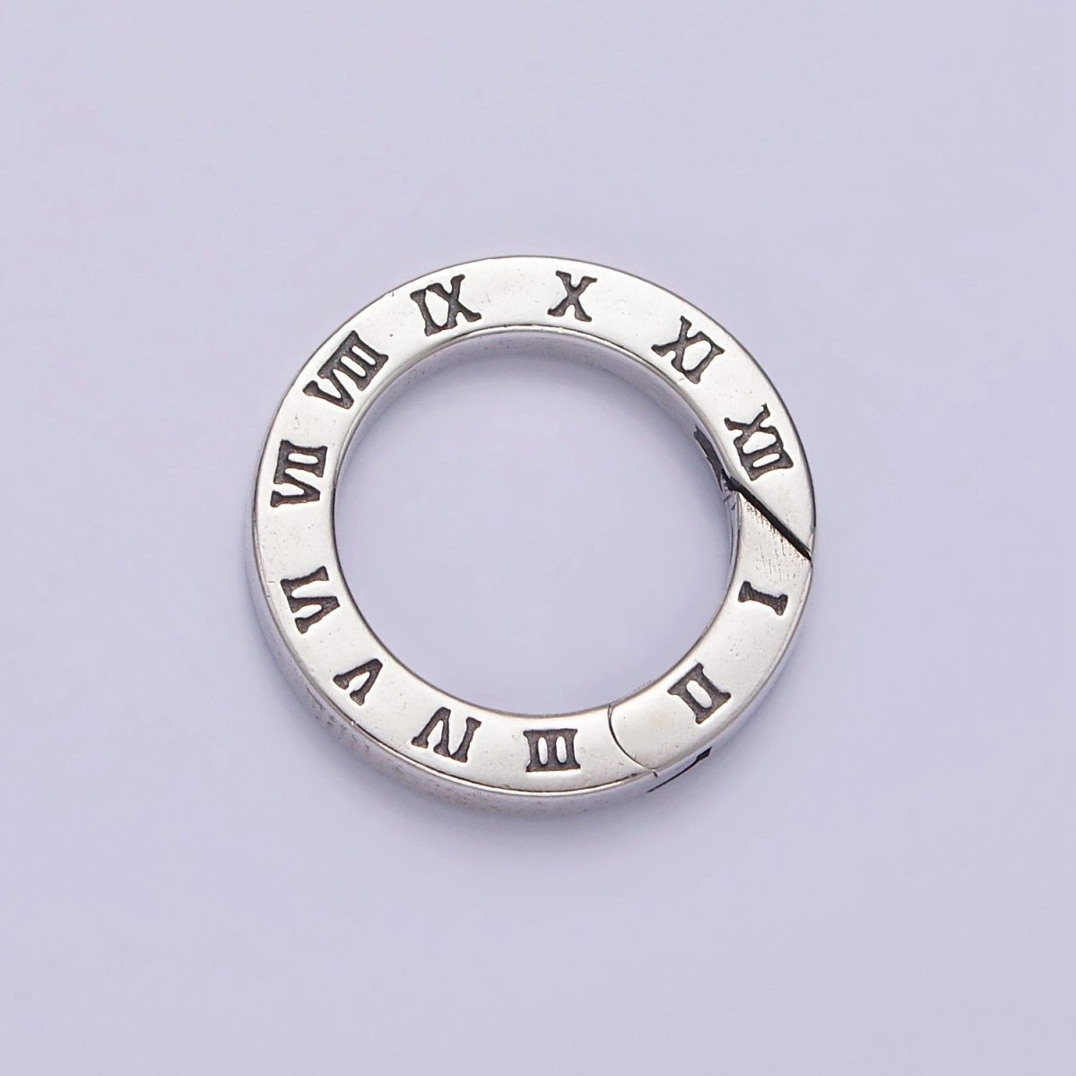 S925 Sterling Silver Time Clock Engraved Push Round Spring Gate Jewelry Supply | SL-369. - DLUXCA