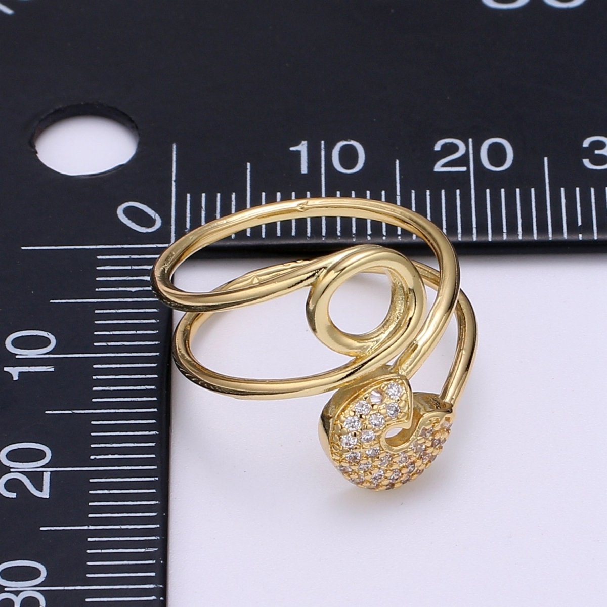 Safety pin ring Cz Swirl ring Eternity ring Eternity band Fashion ring Safety pin jewelry Gold ring Stacking ring US Size 6 Ring O-277 - DLUXCA