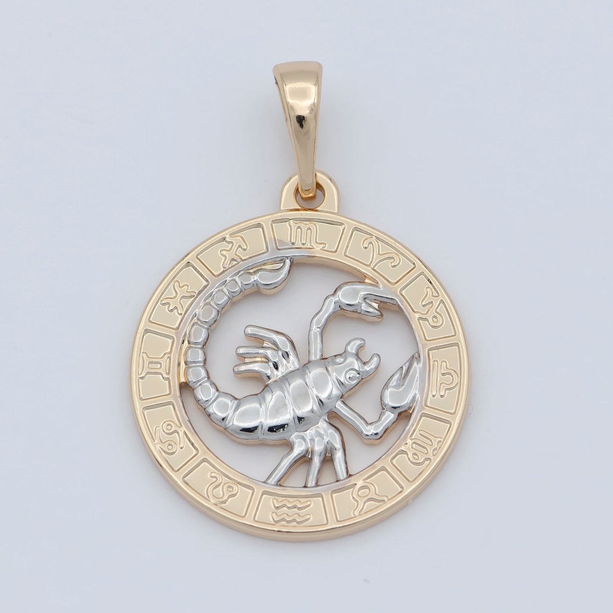 Scorpion Charm 2tone color 18k Gold Filled Pendant Zodiac Medallion Charm Scorpion Astrology Sign October November Birthday Gift Lover I-055 - DLUXCA
