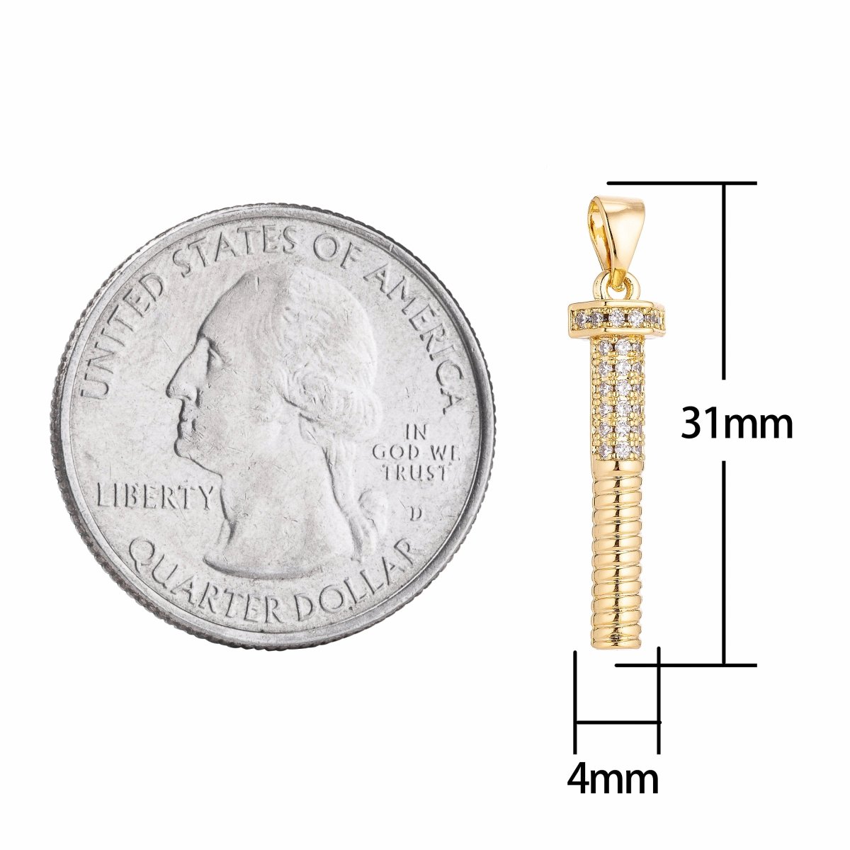 Screw Tools Gold Filled / Silver Pendant Charm with Cubic Zircon (CZ) Rhinestone for DIY Bails Findings for Jewelry Making Supplies H-257 - DLUXCA