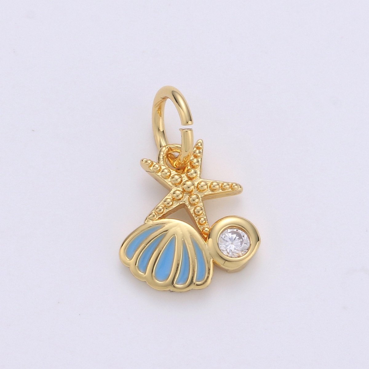 Shell 24K Gold Filled Tiny Charms, Gold Filled Star Fish Charm, Gold Starfish ,Gold Beach charm Under the sea Jewelry Inspired D-558 - DLUXCA