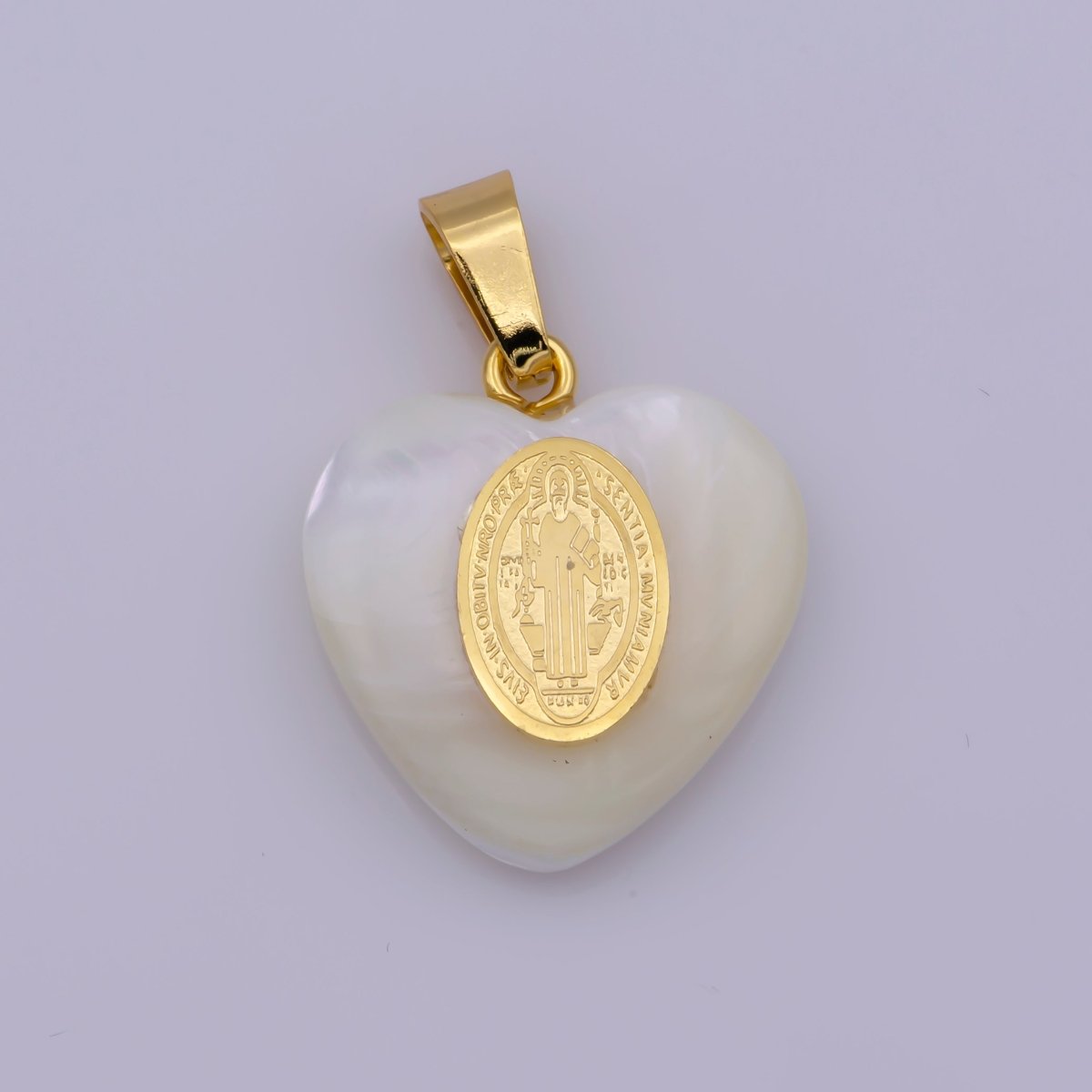 Shell Pearl Our Lady of Guadalupe, Virgin Mary Pendant, Saint Benedict Charm in Heart Pearl Charm for Necklace Making J-522 J-524 J-525 - DLUXCA