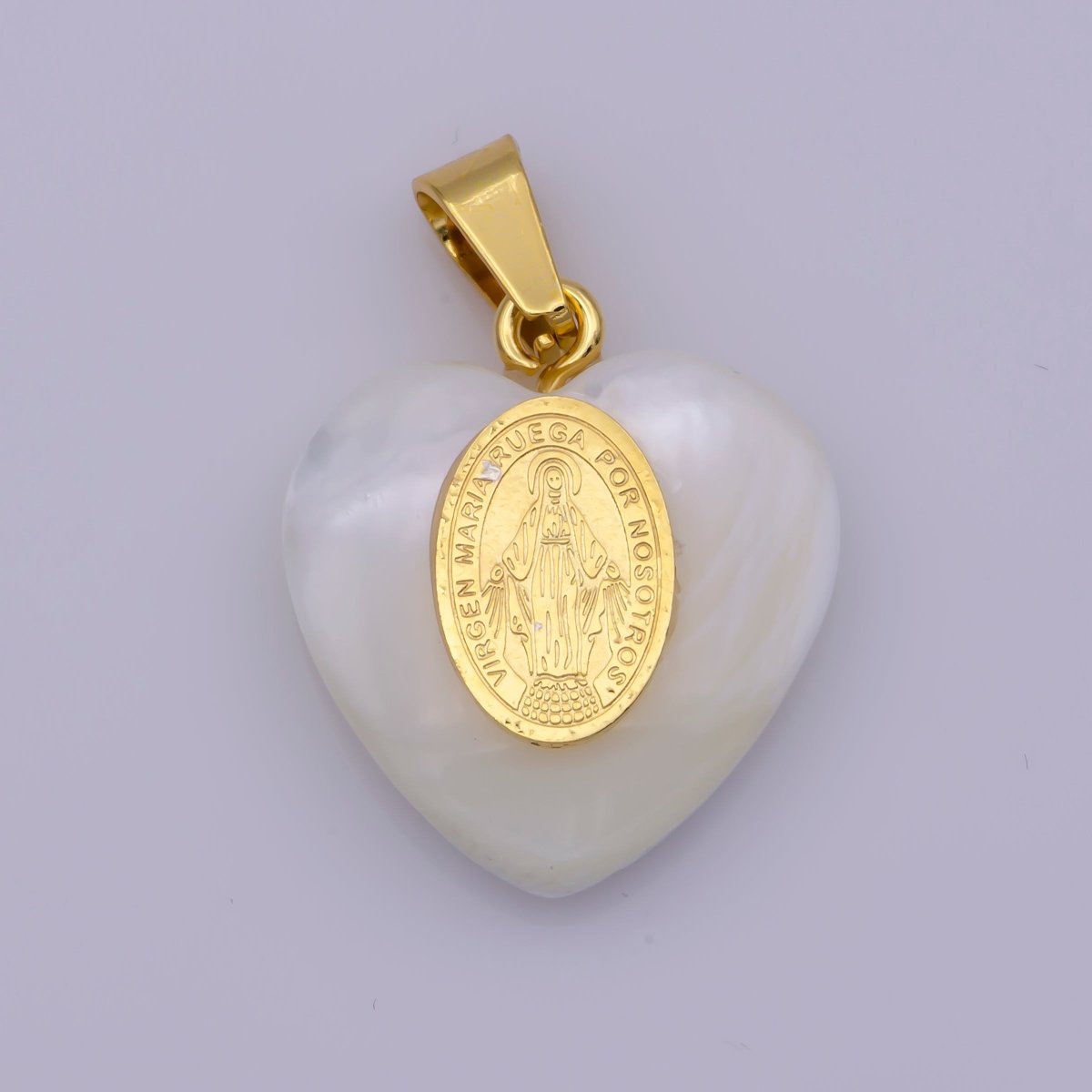 Shell Pearl Our Lady of Guadalupe, Virgin Mary Pendant, Saint Benedict Charm in Heart Pearl Charm for Necklace Making J-522 J-524 J-525 - DLUXCA