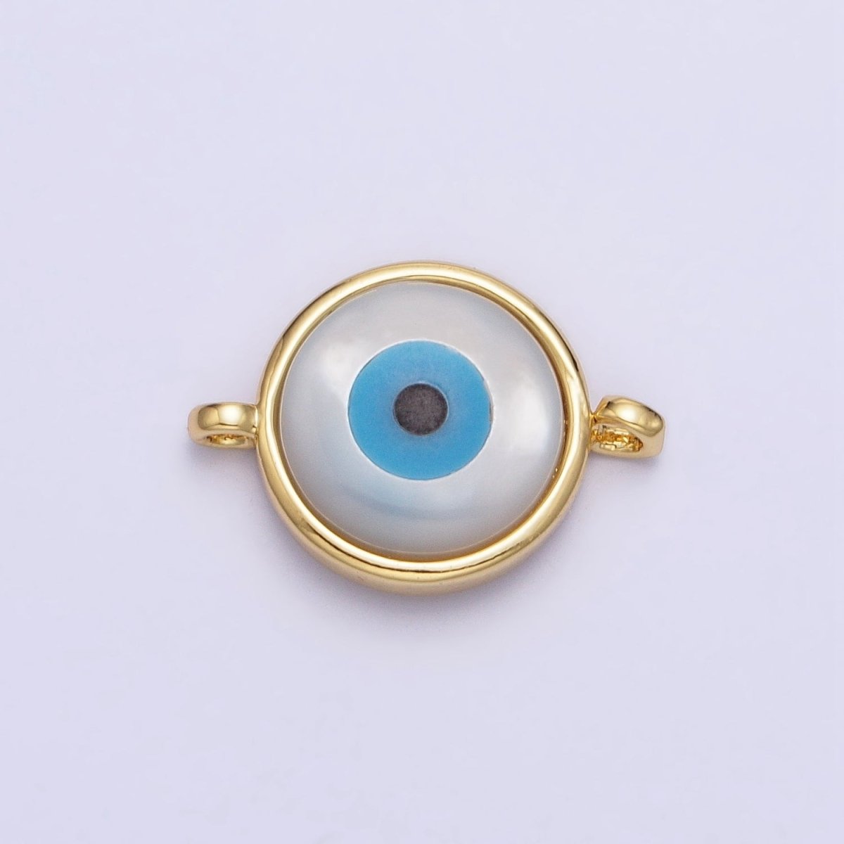 Shell Pearl White Evil Eye Charm Connector Gold Link Connector | AA921 - DLUXCA