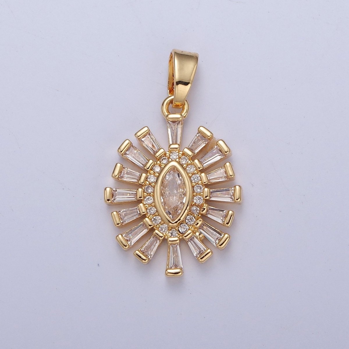 Shimmering Pave Eye Necklace Pendant Evil Eye Necklace Charm Gold Medallion Necklace | X-338 - X-341 - DLUXCA