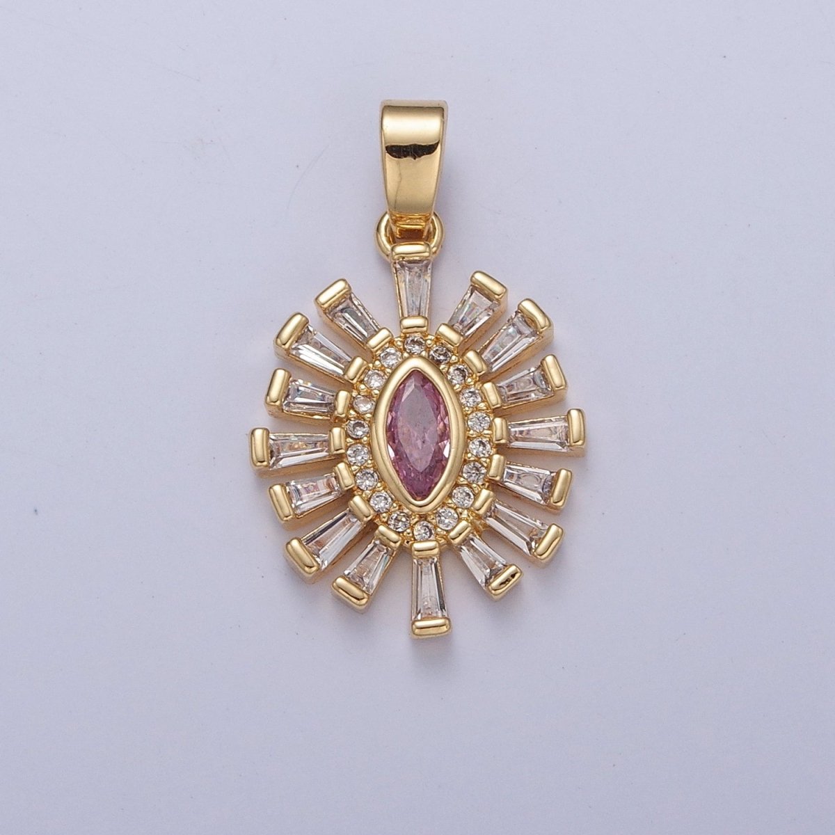 Shimmering Pave Eye Necklace Pendant Evil Eye Necklace Charm Gold Medallion Necklace | X-338 - X-341 - DLUXCA