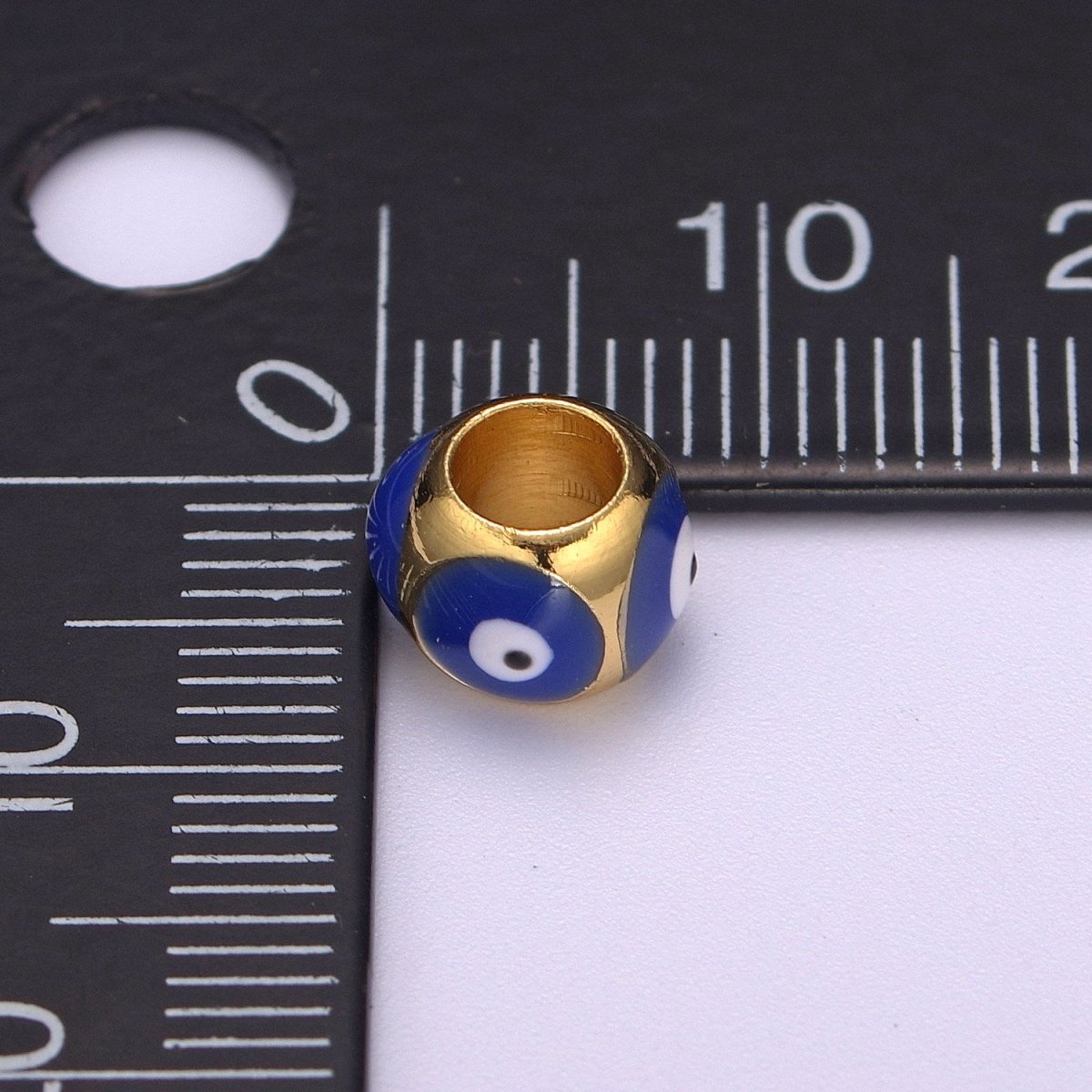 Shiny Gold Filled Evil Eye Beads, Blue White Enamel Evil Eye Spacer Bead Charm Connector for Bracelet B-663 to B-666 - DLUXCA