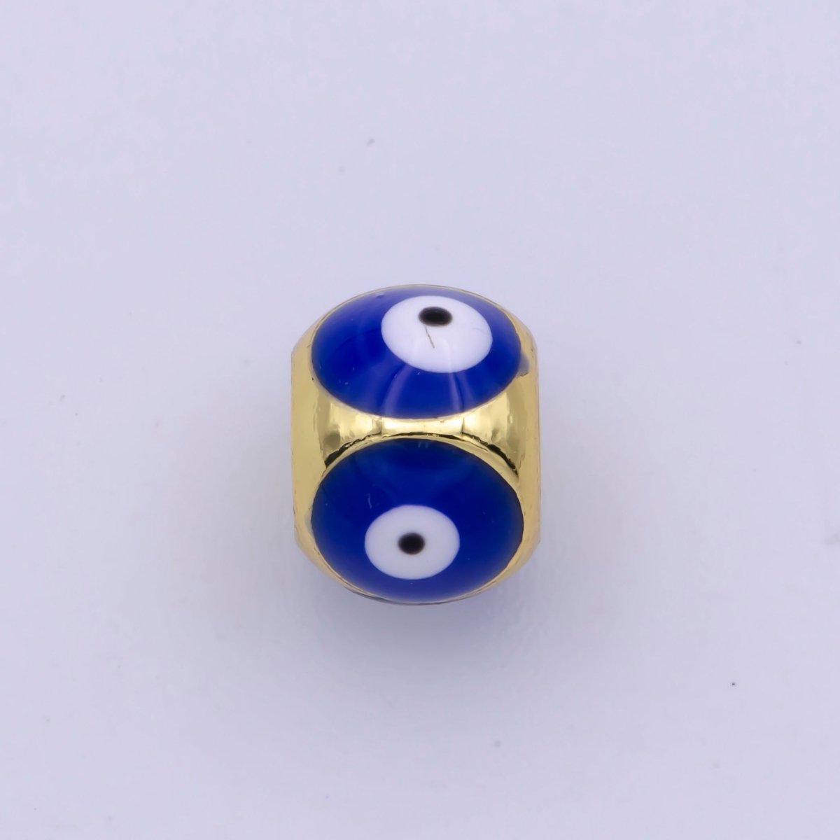Shiny Gold Filled Evil Eye Beads, Blue White Enamel Evil Eye Spacer Bead Charm Connector for Bracelet B-663 to B-666 - DLUXCA