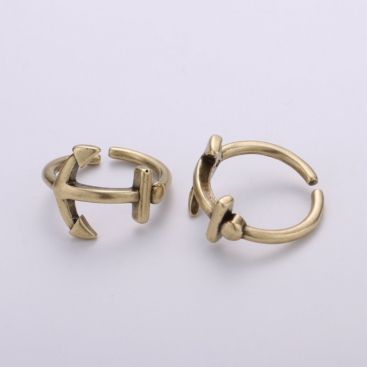 Sideways Anchor Ring in Gold or Antique Gold - Sideways Anchor Ring - Horizontal Anchor Ring - Adjustable Ring R-019 R-020 - DLUXCA