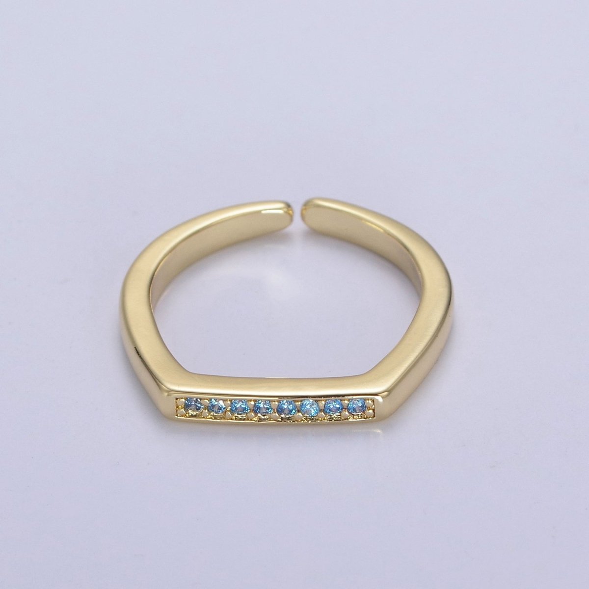 Signet Ring, Bar Ring, Stacking Ring, Minimalist Jewelry Gold Signet Ring, CZ Geometric Ring U-506 ~ U-508 - DLUXCA