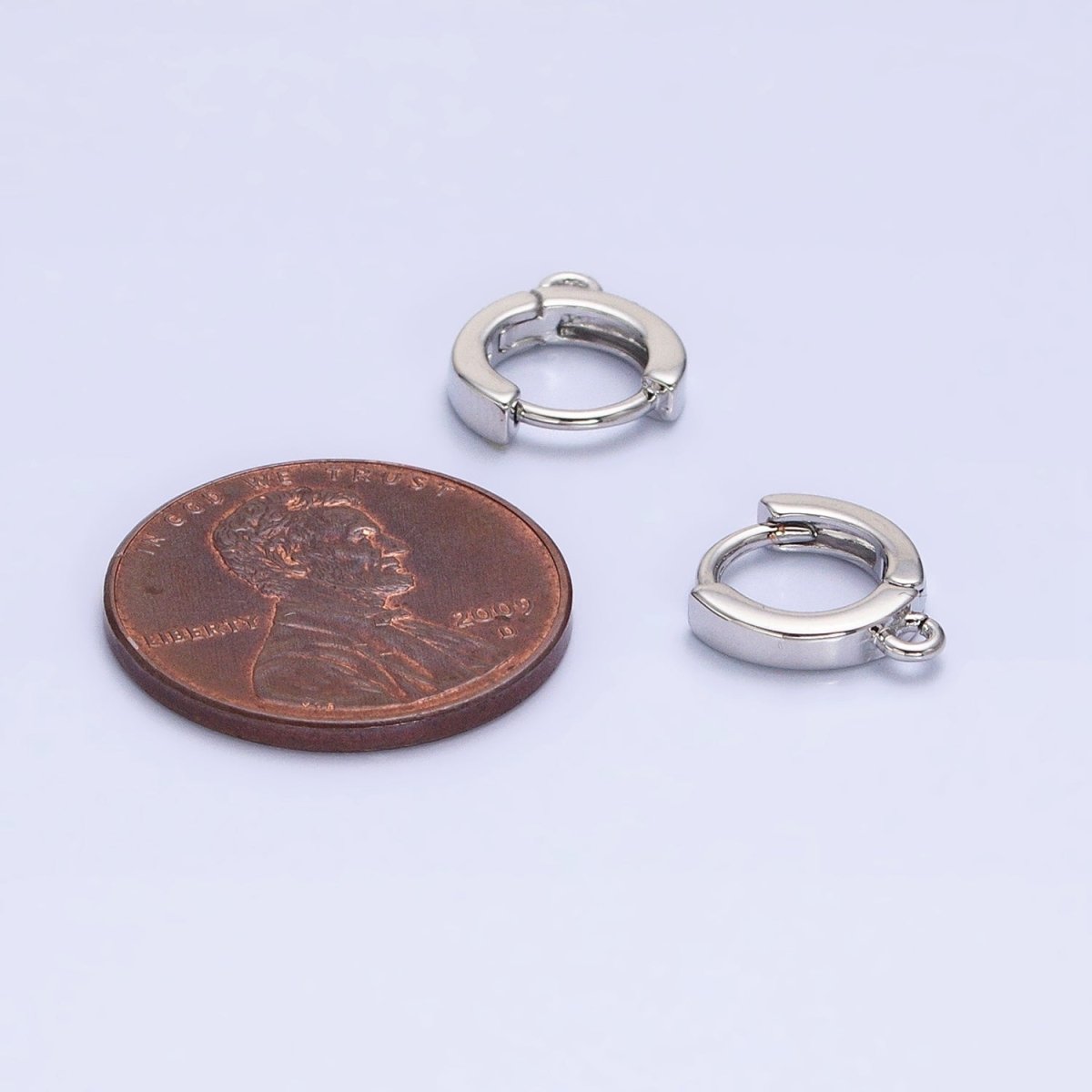 Silver 10mm Thin Flat Open Loop Huggie Earrings Supply | Z-386 - DLUXCA
