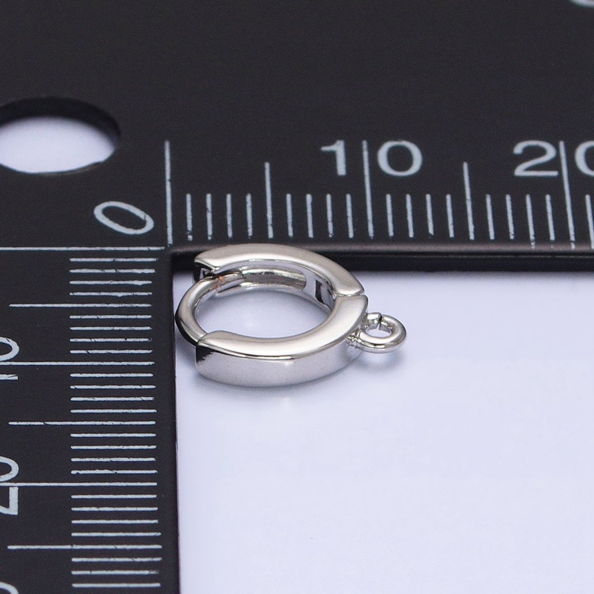 Silver 10mm Thin Flat Open Loop Huggie Earrings Supply | Z-386 - DLUXCA