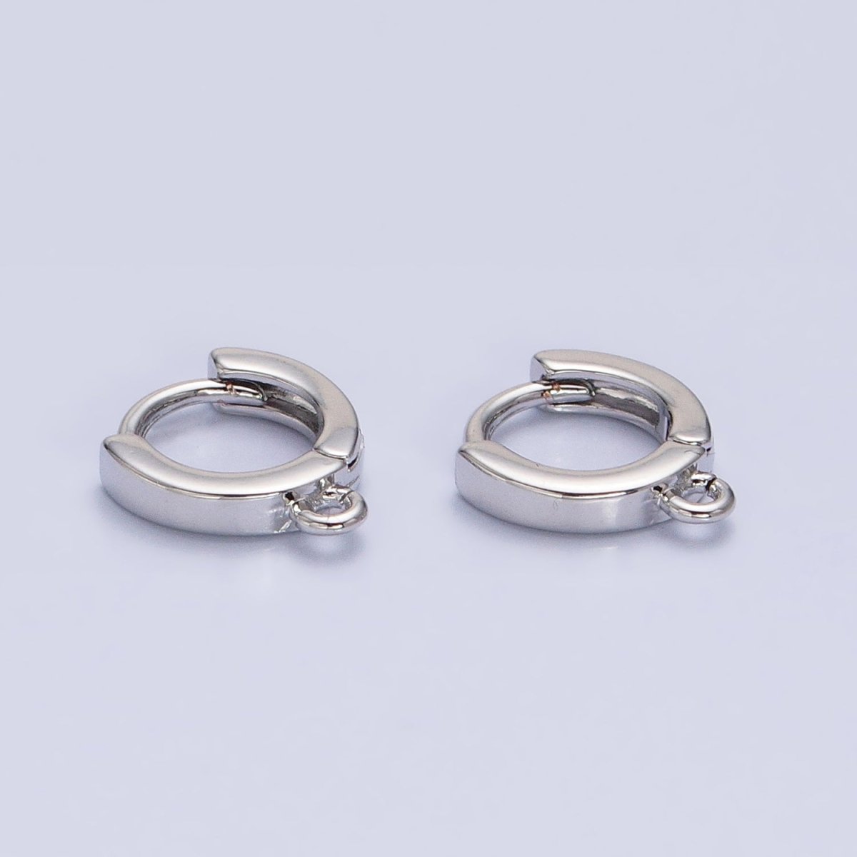 Silver 10mm Thin Flat Open Loop Huggie Earrings Supply | Z-386 - DLUXCA