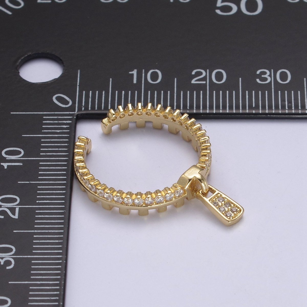Silver / 24K Gold Filled Zipper Crystal Zirconia CZ Adjustable Ring Zip | U-409 U-410 - DLUXCA